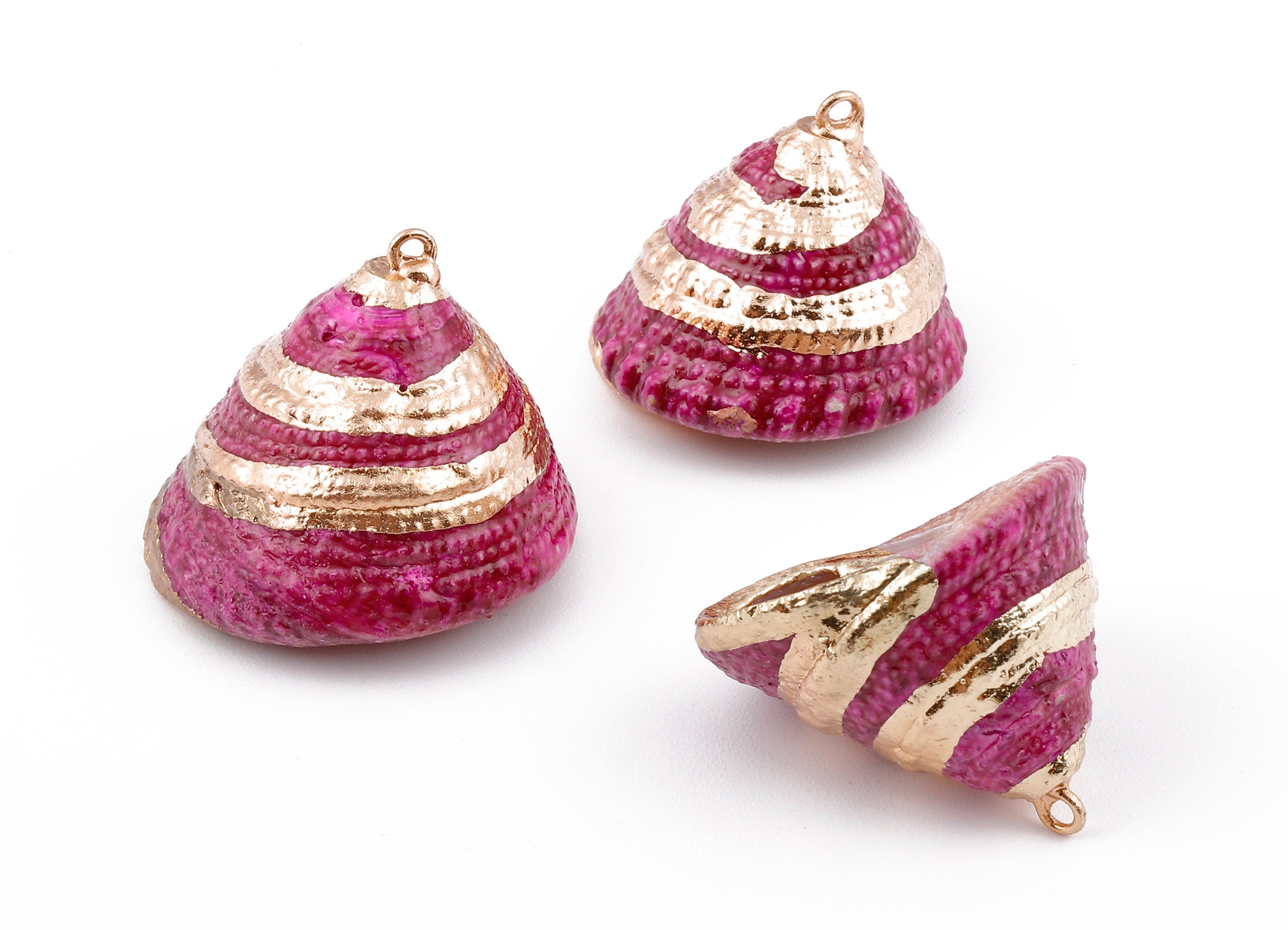 Cone Seashell Charms - Whelk Seashell Pendant - Natural Seashell Earrings - 1 Hole - 25.43x23.33mm - SF1128D - DOMEDBAZAAR