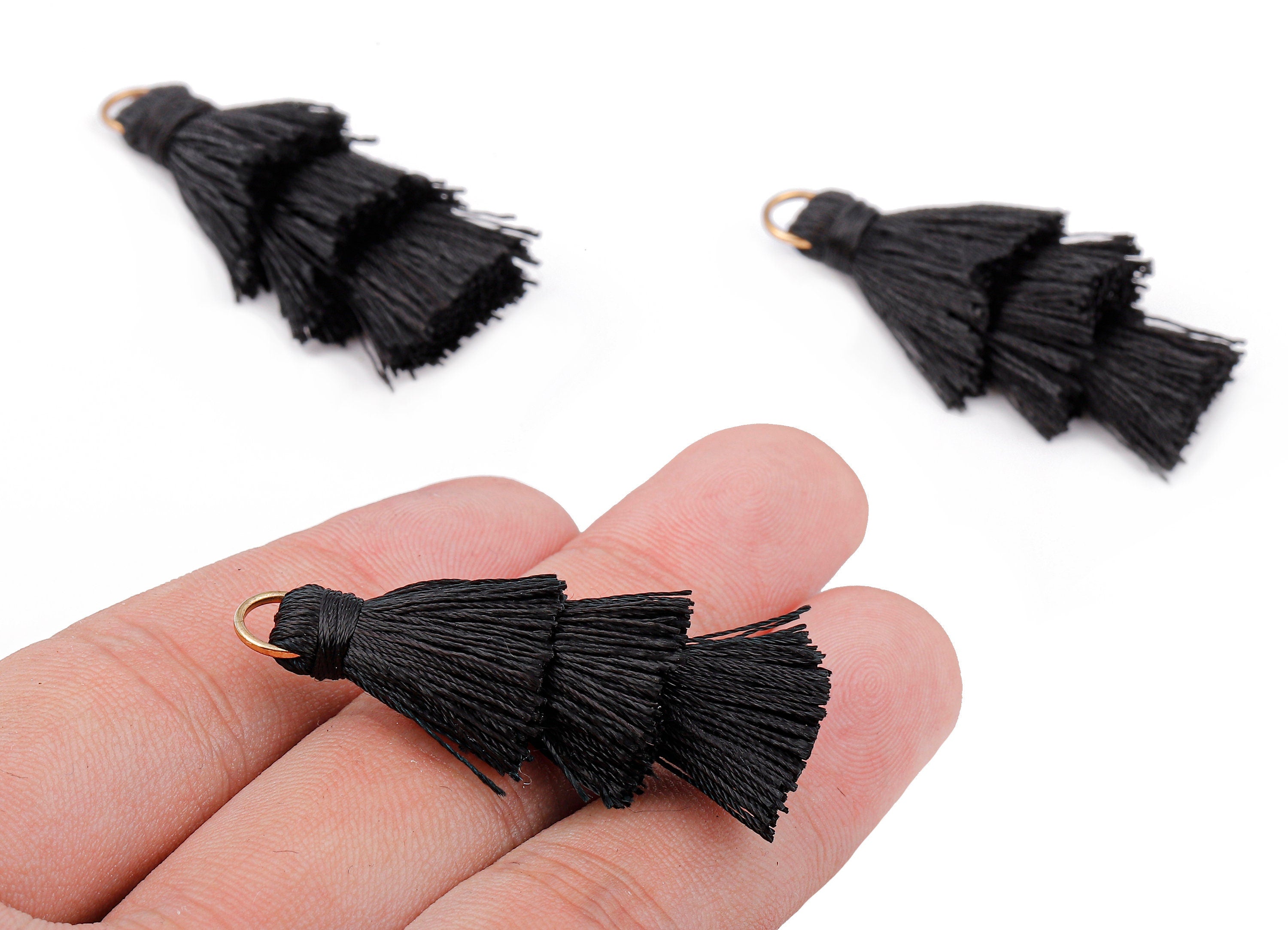 3 Layers Tassel Charms - Tiered Tassel Earrings - Tassels with Iron Jump Ring - TassACels for Earrings and Key Chain - 72.27x13.7mm - TS1062 - DOMEDBAZAAR