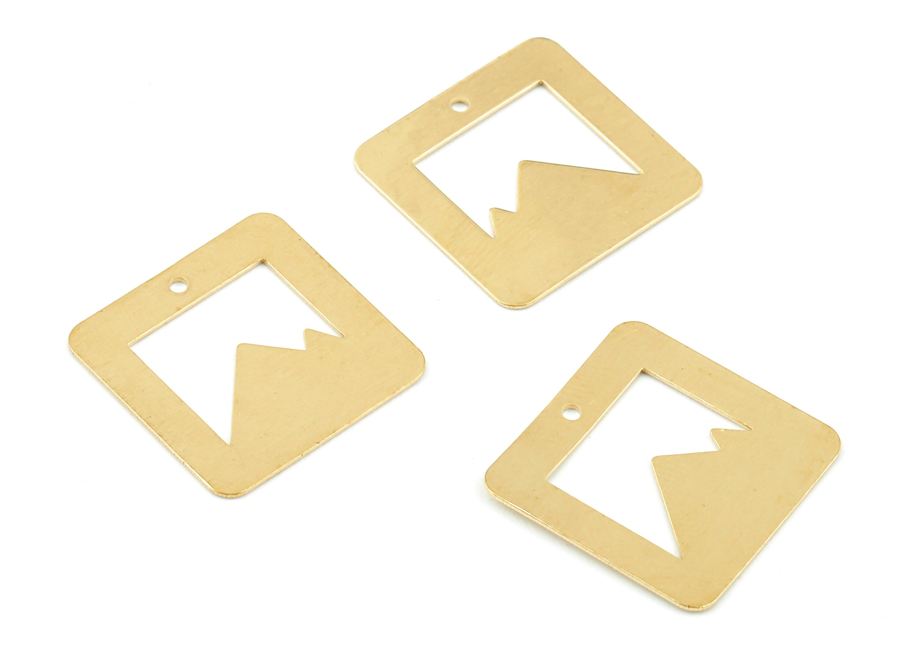 Brass Frame Charms - Raw Brass Frame Earrings and Pendant - Earring Findings - Jewelry Supplies - 20.03x20.03x0.49mm - PP2359 - DOMEDBAZAAR