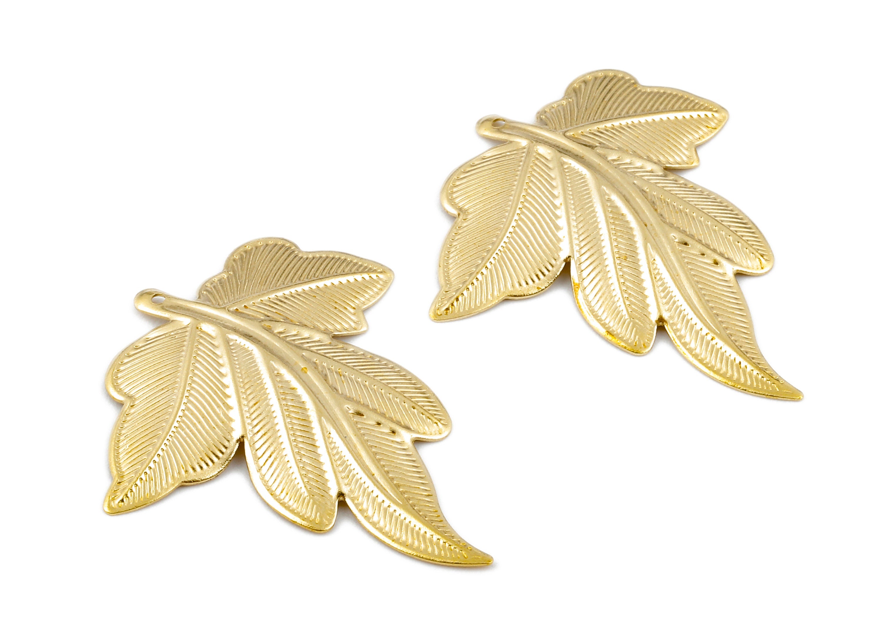 Brass Leaf Charms - Raw Brass Leaf Earrings and Pendant - Earring Findings - Jewelry Supplies - 35.27x29.52x0.47mm - PP2362 - DOMEDBAZAAR