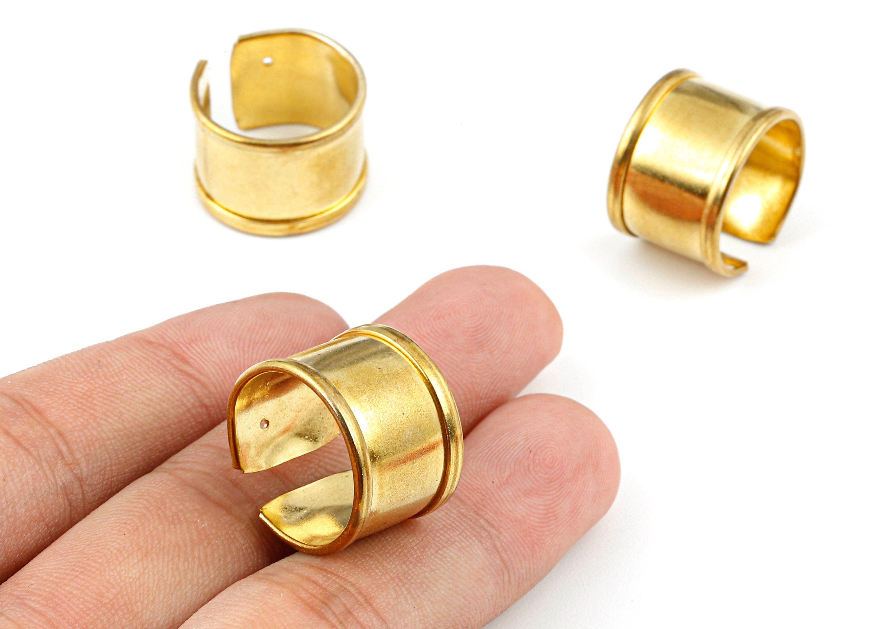 Brass Adjustable Ring Charms - Brass Adjustable Ring - Adjustable Ring Findings - Jewelry Supplies - 19.98x14.48x1.15mm - PP2363 - DOMEDBAZAAR