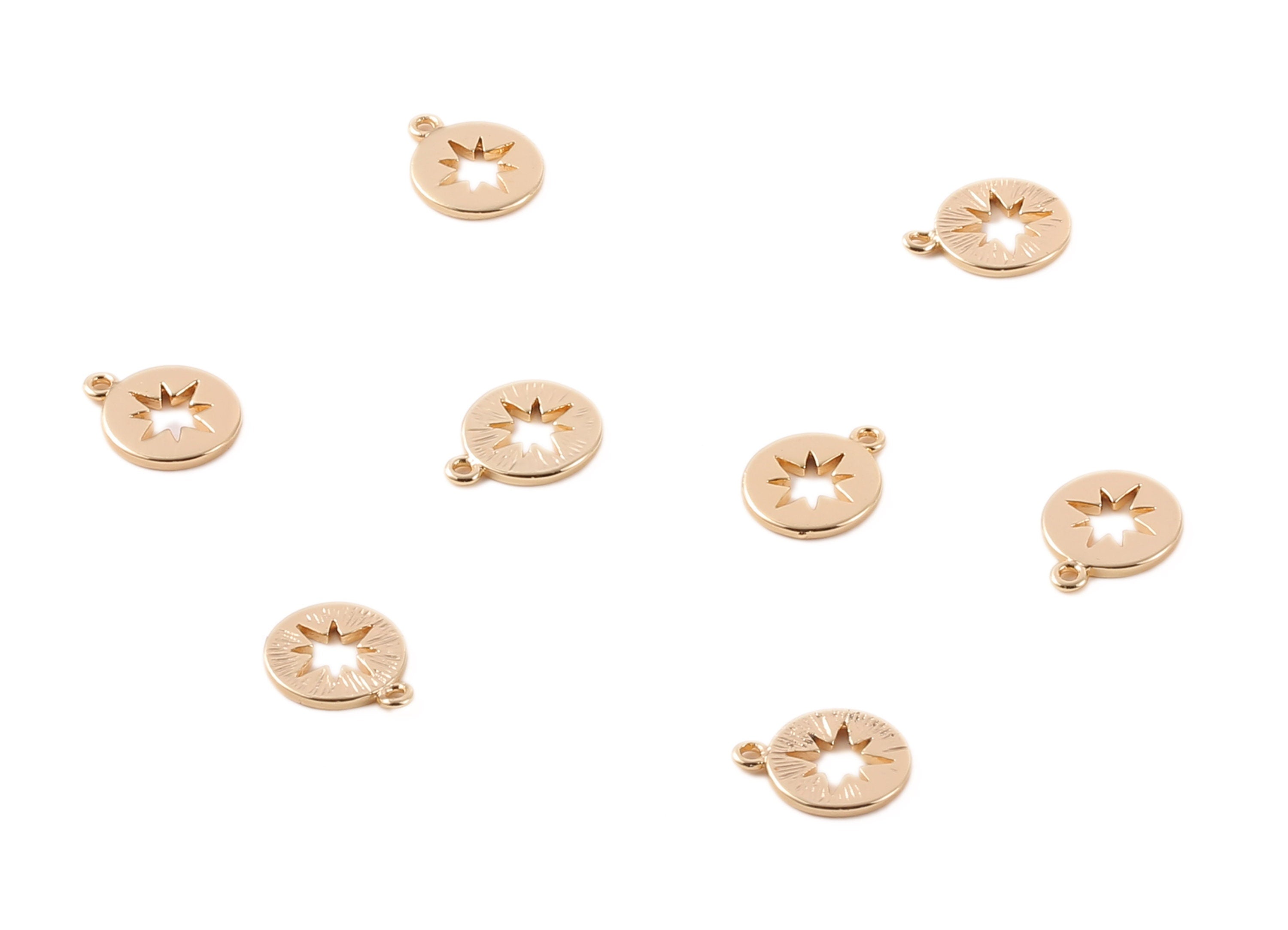 Brass Star Earring Charms - Brass Star Earring Pendant - 18K Real Gold Plated Brass - Jewelry Supplies - 11.68x9.42x1.04mm - RGP1079 - DOMEDBAZAAR