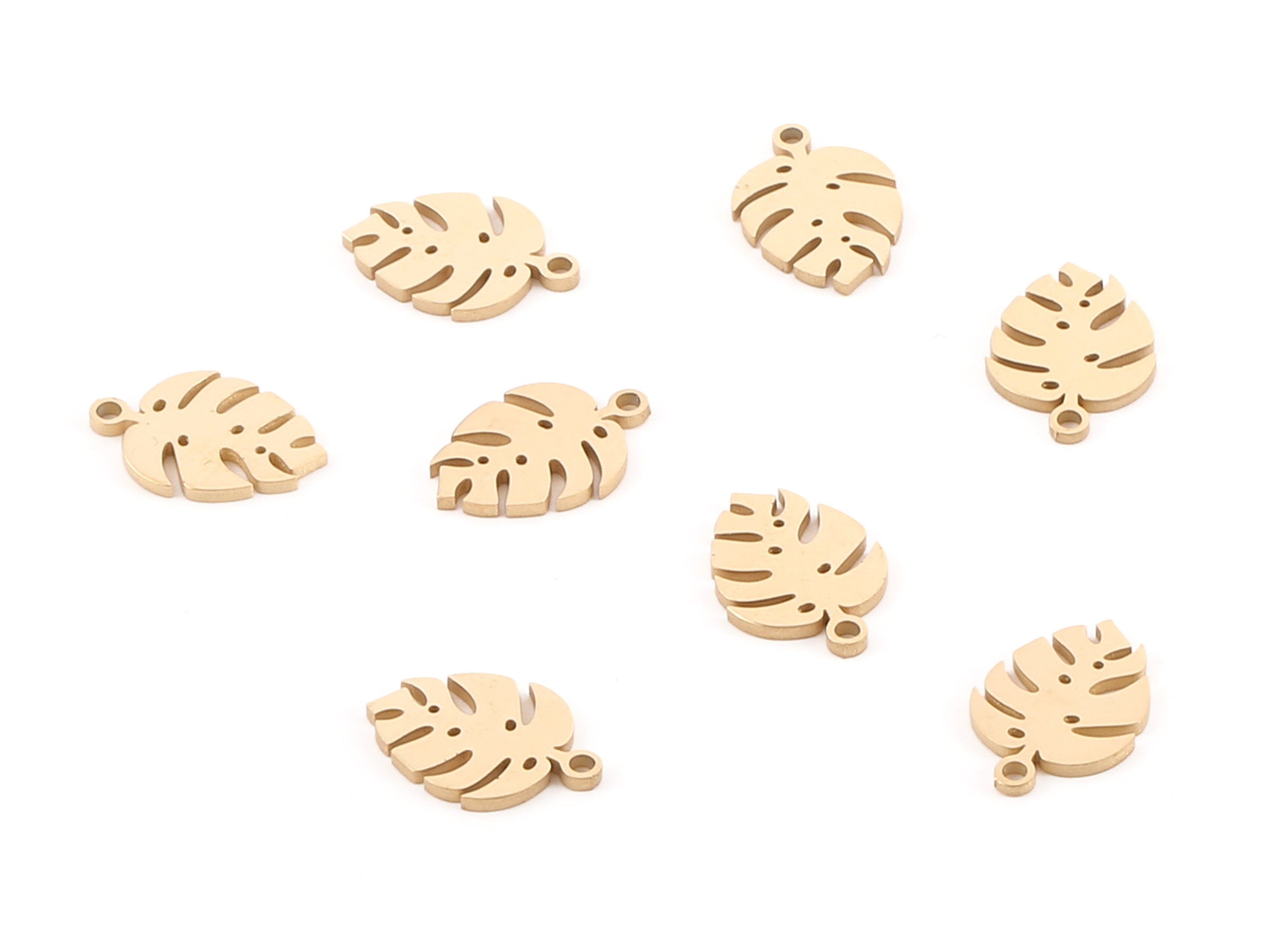 Brass Monstera Earring Charms - Brass Leaf Earring Pendant - 18K Real Gold Plated Brass - Jewelry Supplies - 12.59x8.76x0.94mm - RGP1186 - DOMEDBAZAAR