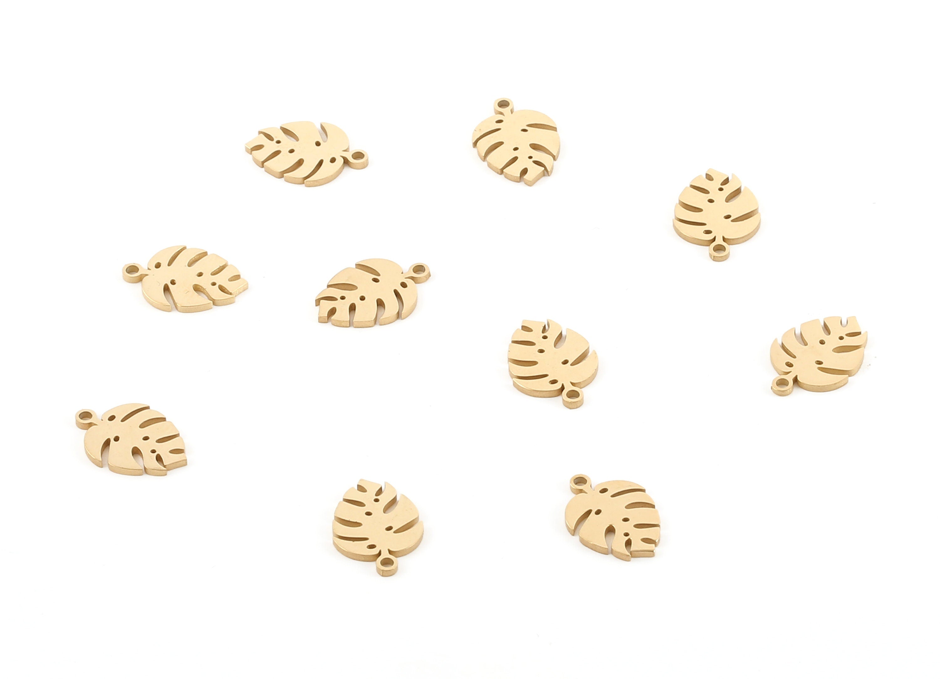 Brass Monstera Earring Charms - Brass Leaf Earring Pendant - 18K Real Gold Plated Brass - Jewelry Supplies - 12.59x8.76x0.94mm - RGP1186 - DOMEDBAZAAR