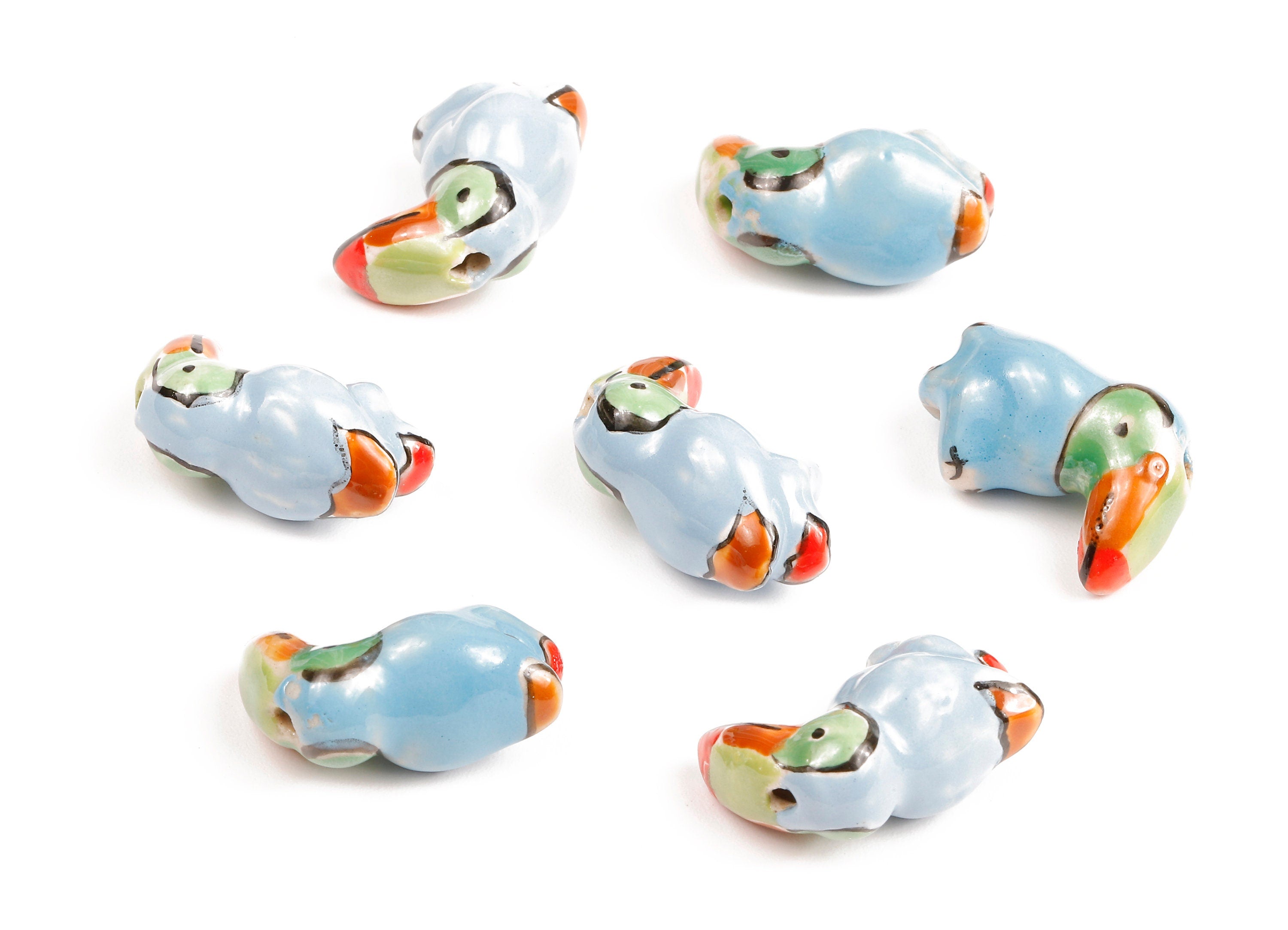 Glazed Ceramic Bird Beads - Carved Bird Beads - Handmade Beads - Necklace Beads - Connectors Beads - 23.06x16.54x11.97mm - NS1060 - DOMEDBAZAAR