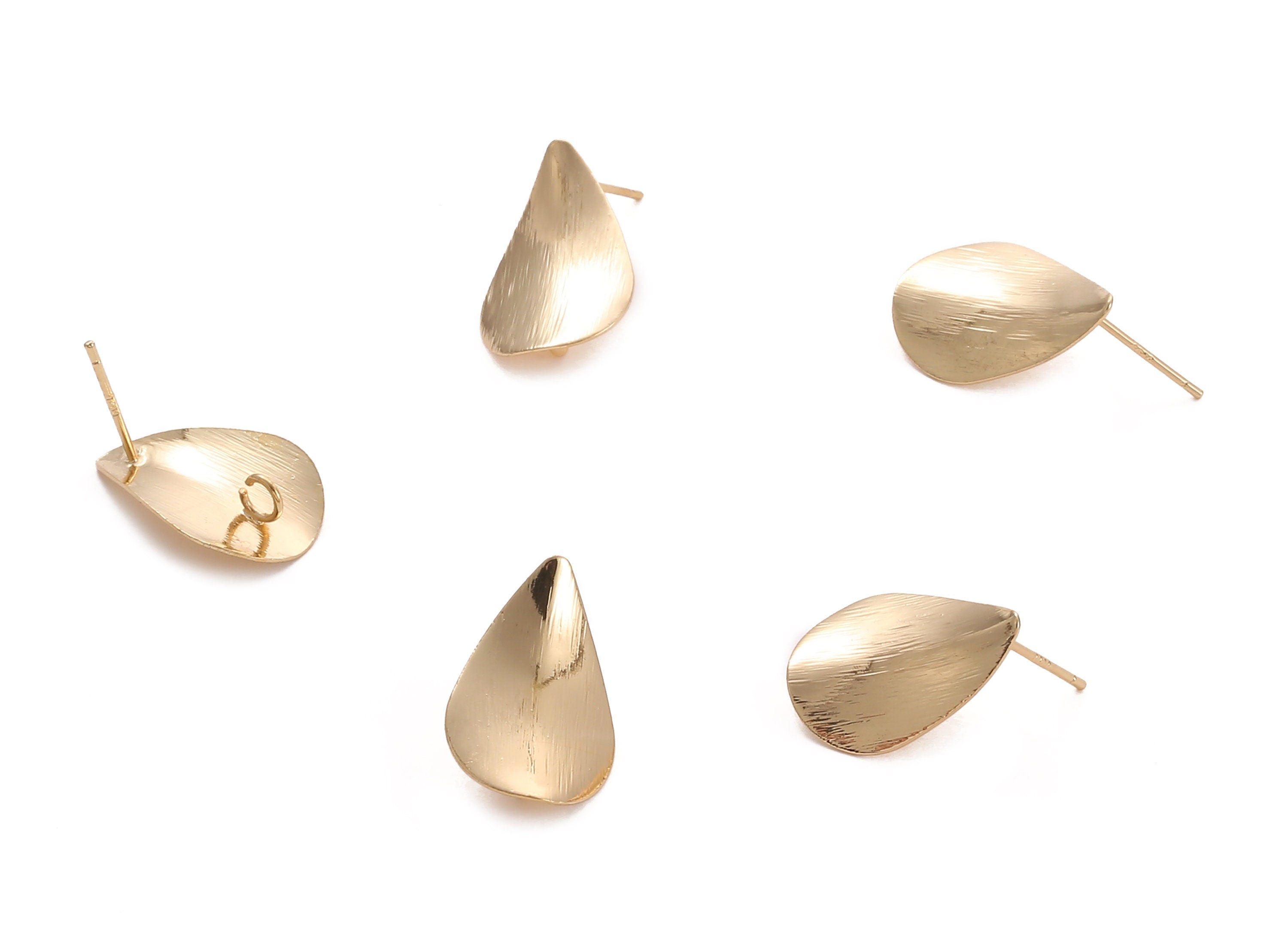 Brass Drop Earring Post - Brass Drop Earring Stud - 18K Real Gold Plated Brass Stud - Jewelry Supplies - 19.43x13.18x0.58mm - RGP1244 - DOMEDBAZAAR