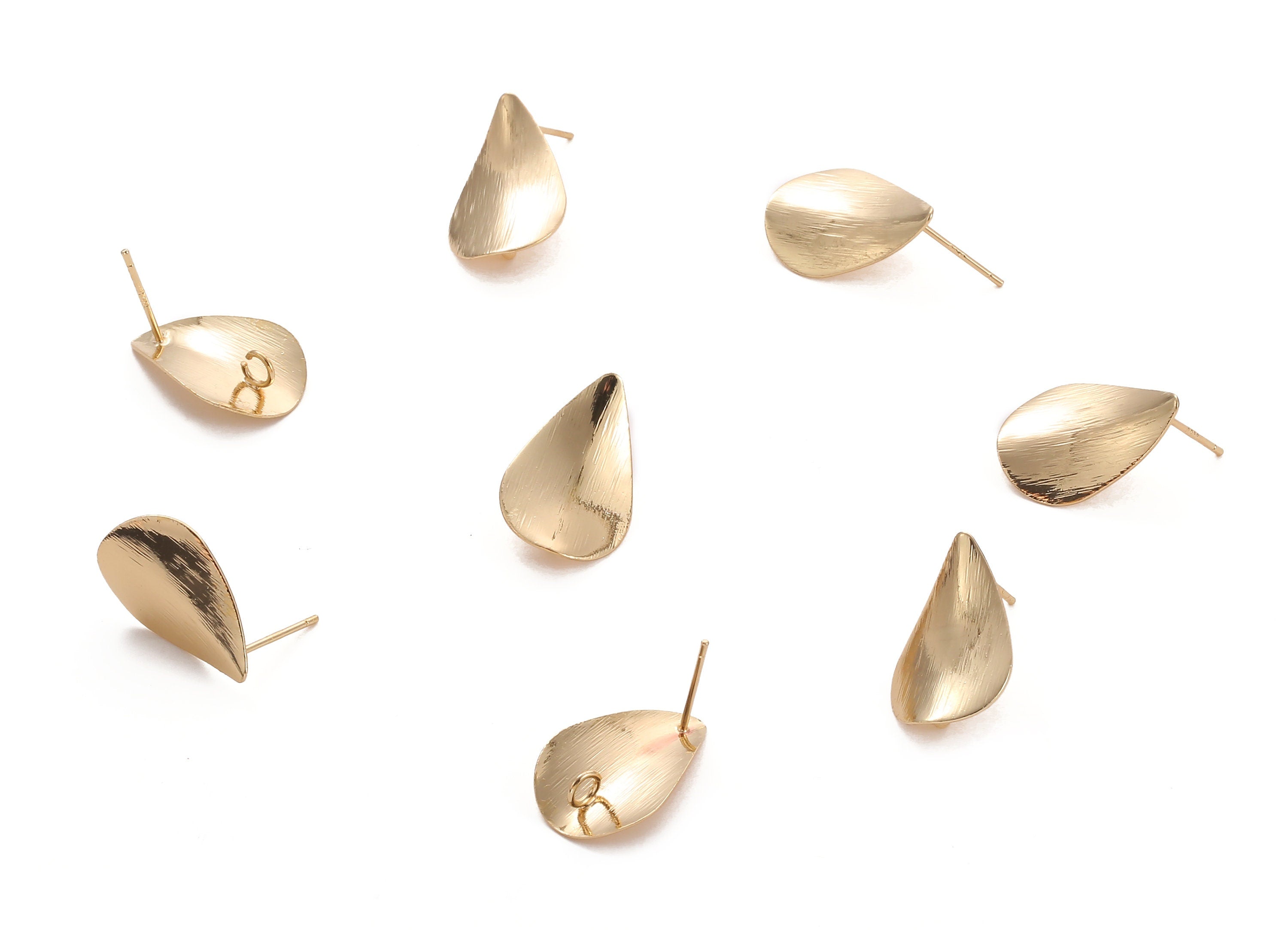 Brass Drop Earring Post - Brass Drop Earring Stud - 18K Real Gold Plated Brass Stud - Jewelry Supplies - 19.43x13.18x0.58mm - RGP1244 - DOMEDBAZAAR