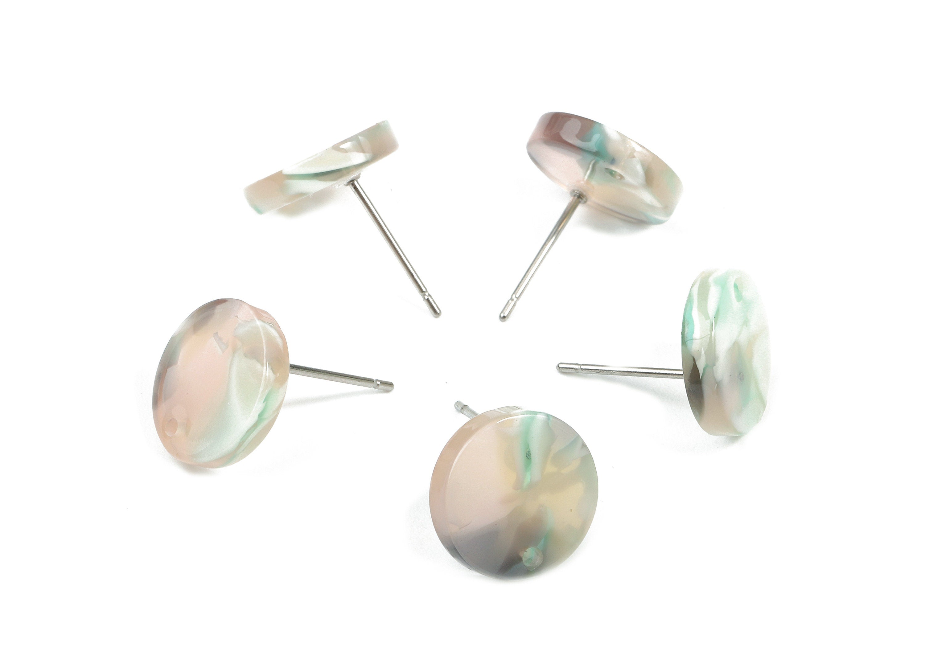 Acetate Round Earring Stud - Acetate Round Earring Post - Earring Post Findings - Color Code: A265 - 11.68x11.68x2.22mm - AC1139-A265 - DOMEDBAZAAR