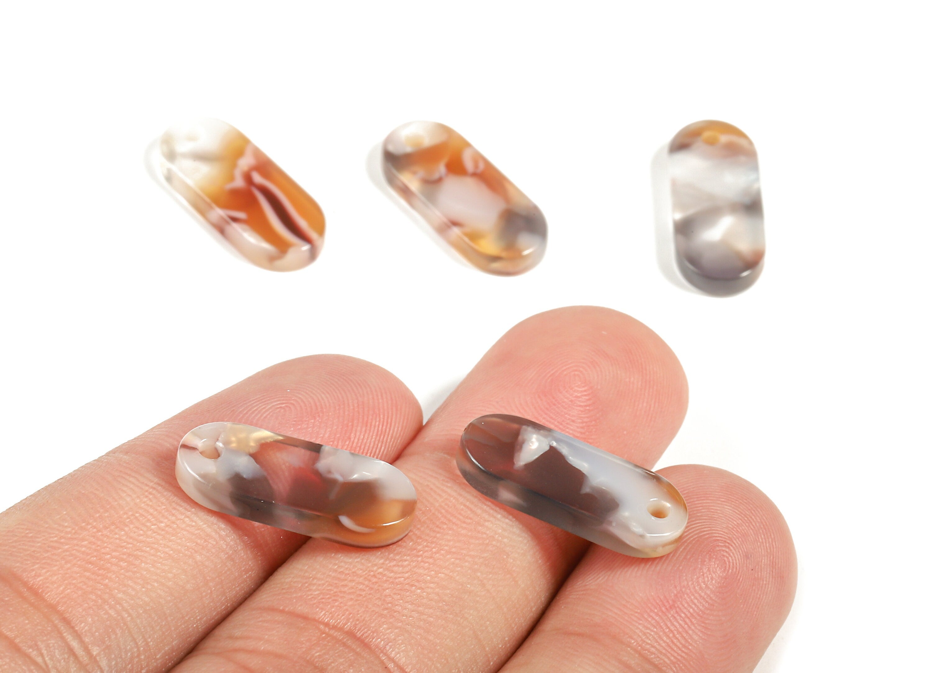 Acetate Oval Charms - Oval Earrings and Pendant - Earring Findings - Jewelry Supplies - Color Code: A372- 18.78x7.85x2.7mm - AC1578-A372 - DOMEDBAZAAR