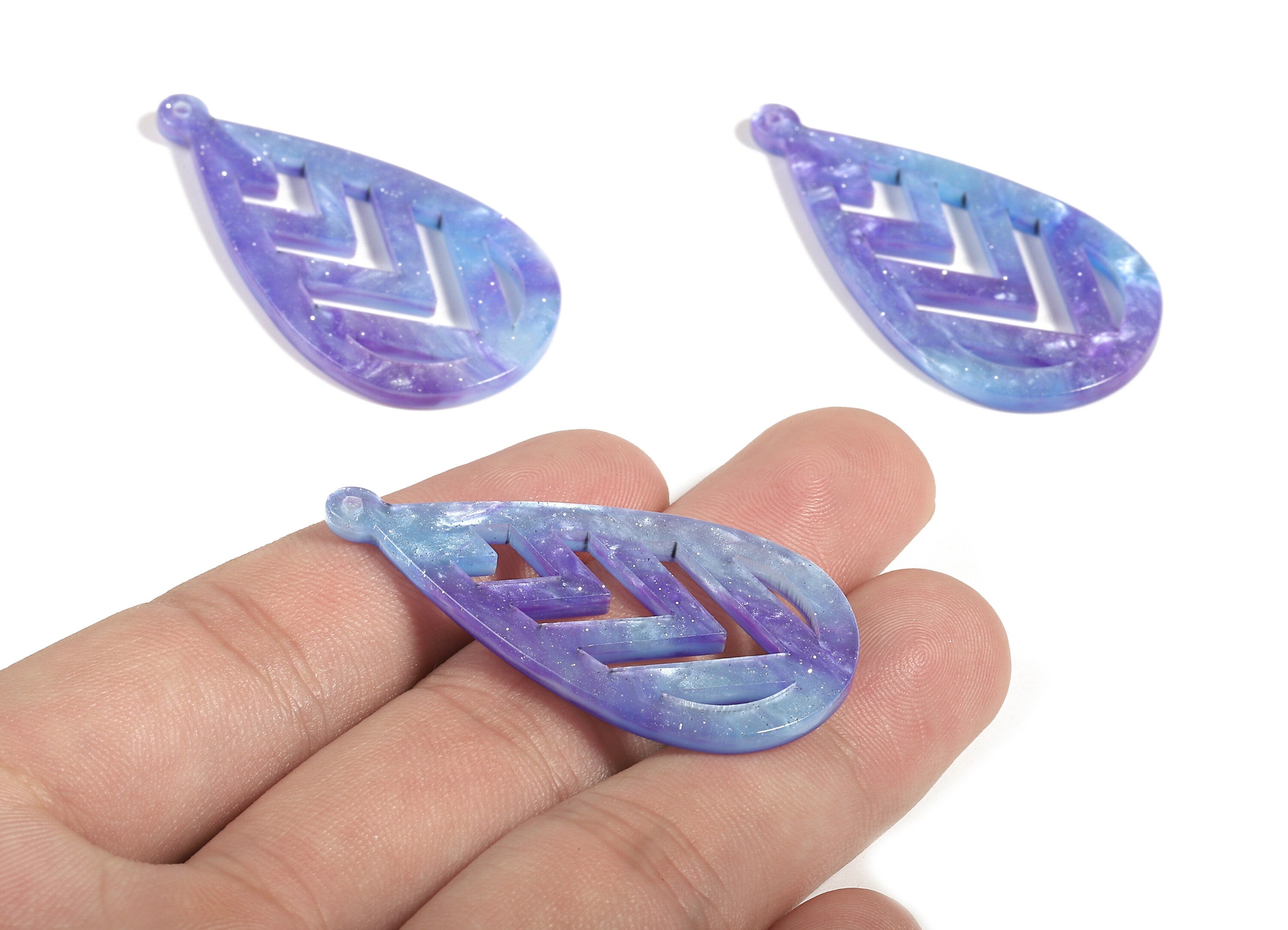 Acetate Drop Charms - Drop Earring and Pendant - Earring Findings - Jewelry Supplies - Color Code:A384 - 45.91x24.8x2.91mm - AC1723-A384 - DOMEDBAZAAR