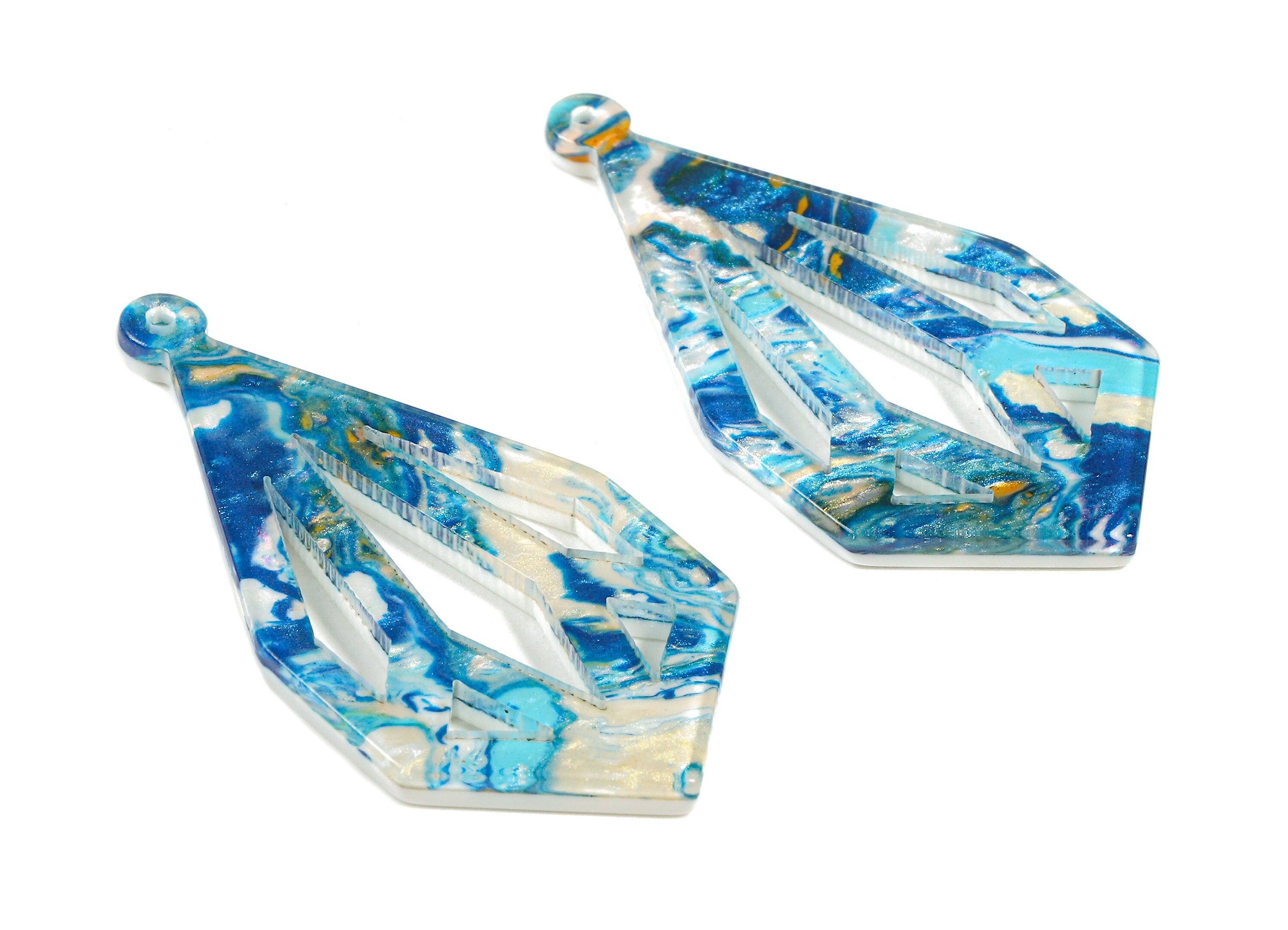 Acetate Diamond Charms - Diamond Earrings and Pendant - Earring Findings - Color Code:A387 - 49.41x24.39x2.86mm - AC1724-A387 - DOMEDBAZAAR