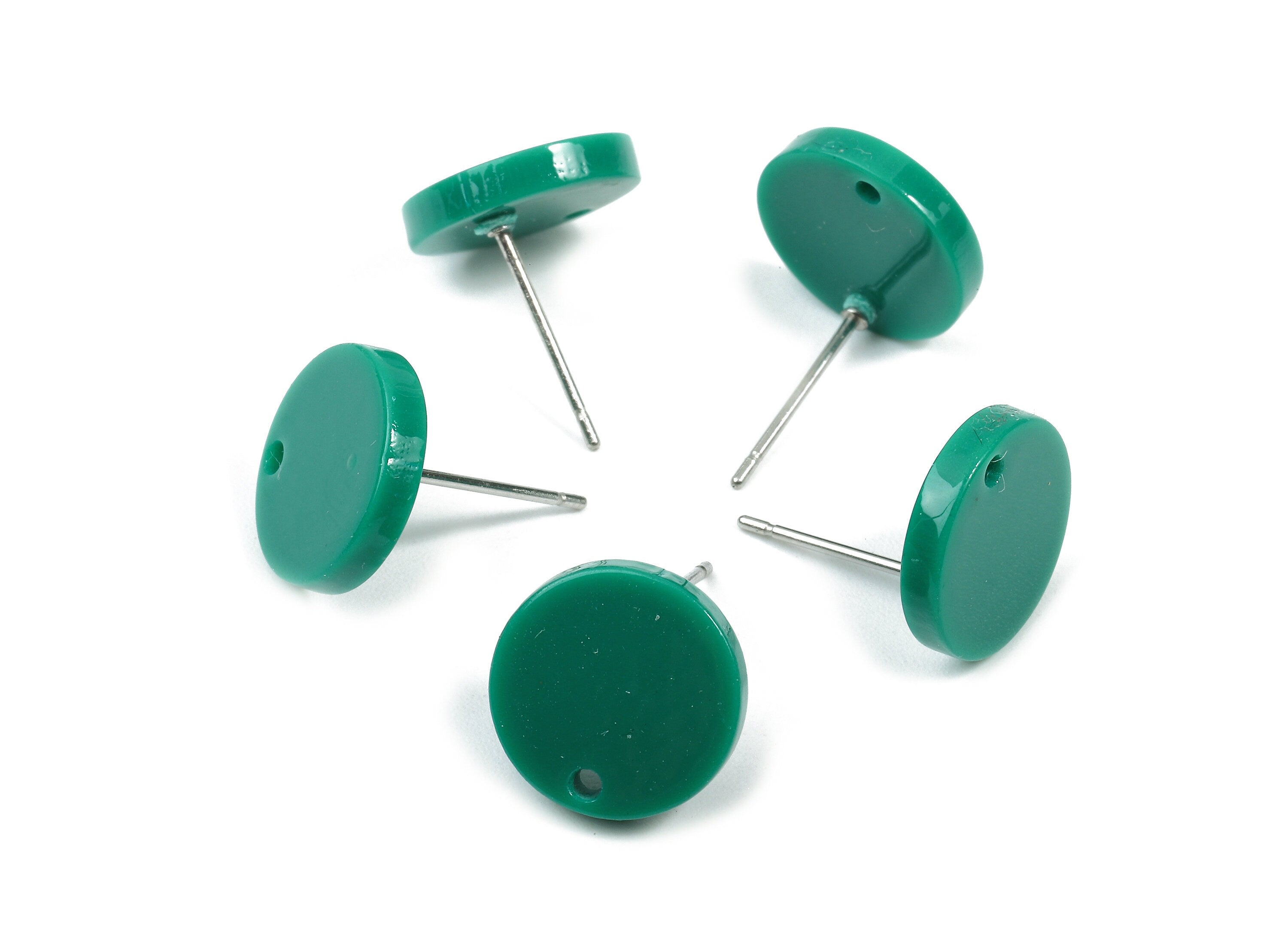 Acetate Round Earring Stud - Acetate Round Earring Post - Earring Post Findings - Color Code: A346 - 11.68x11.68x2.22mm - AC1139-A346 - DOMEDBAZAAR