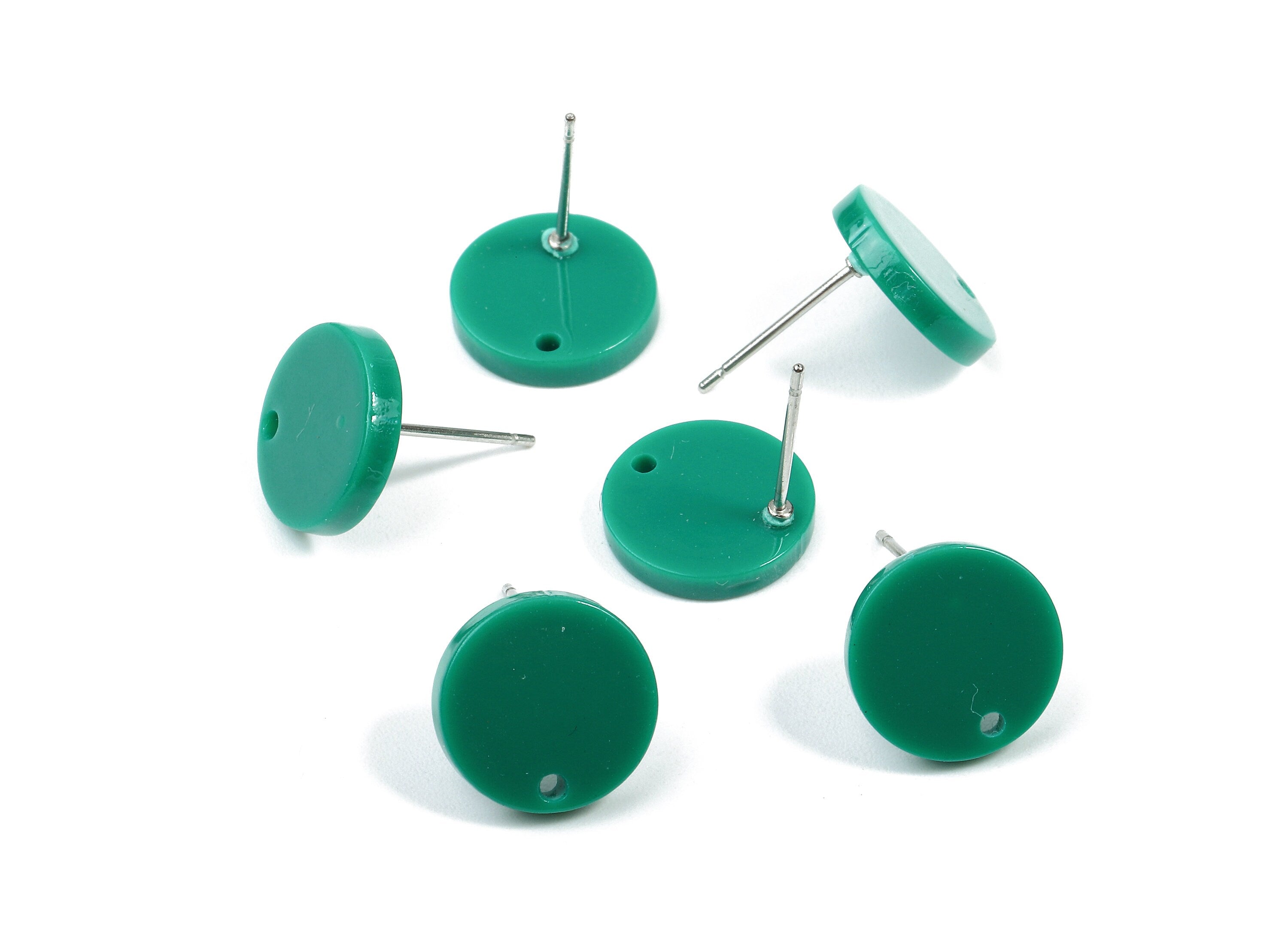 Acetate Round Earring Stud - Acetate Round Earring Post - Earring Post Findings - Color Code: A346 - 11.68x11.68x2.22mm - AC1139-A346 - DOMEDBAZAAR