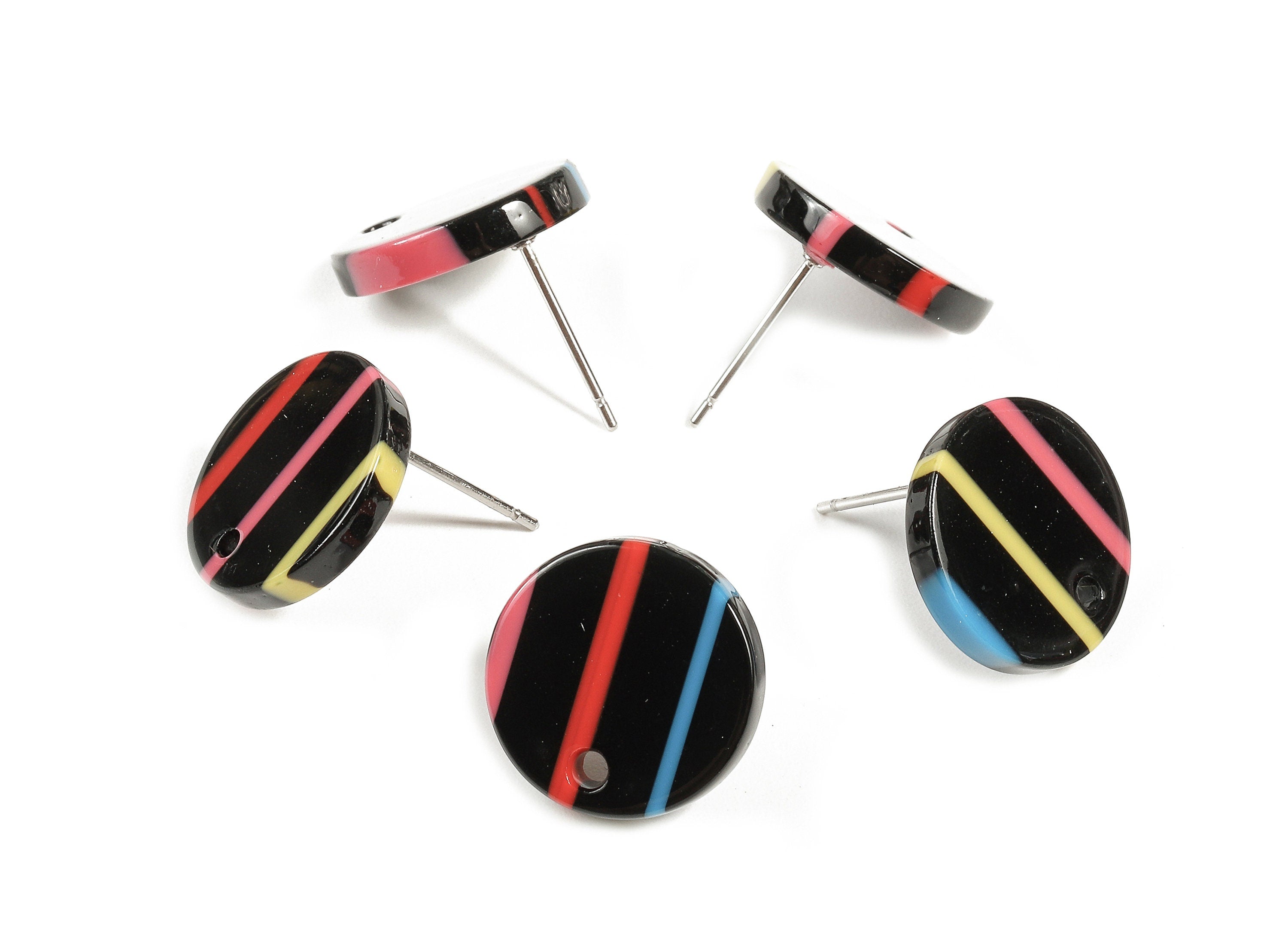 Acetate Round Earring Stud - Acetate Round Earring Post - Earring Post Findings - Color Code: A141- 14.7x14.7x2.69mm - AC1733-A141 - DOMEDBAZAAR