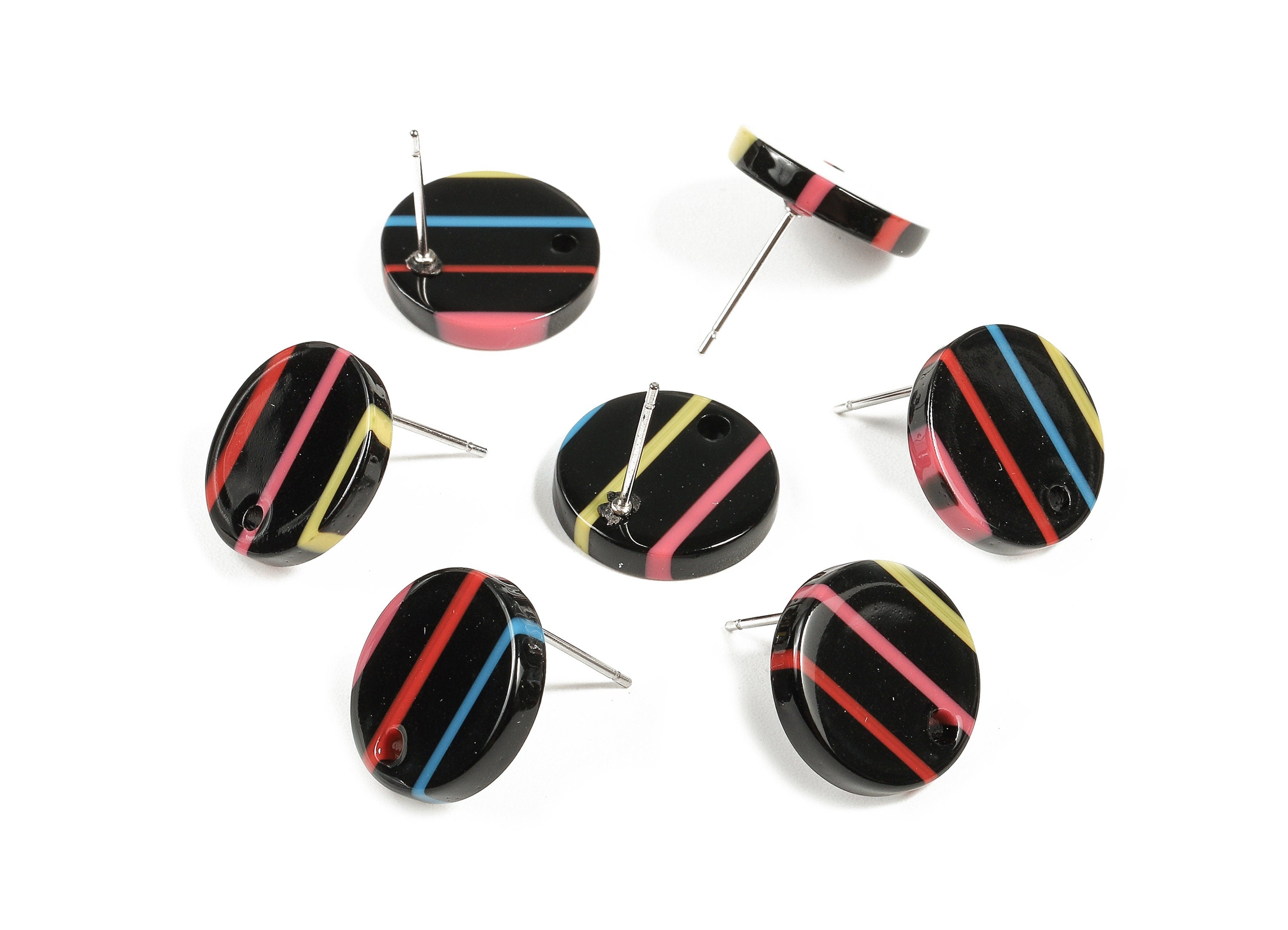 Acetate Round Earring Stud - Acetate Round Earring Post - Earring Post Findings - Color Code: A141- 14.7x14.7x2.69mm - AC1733-A141 - DOMEDBAZAAR