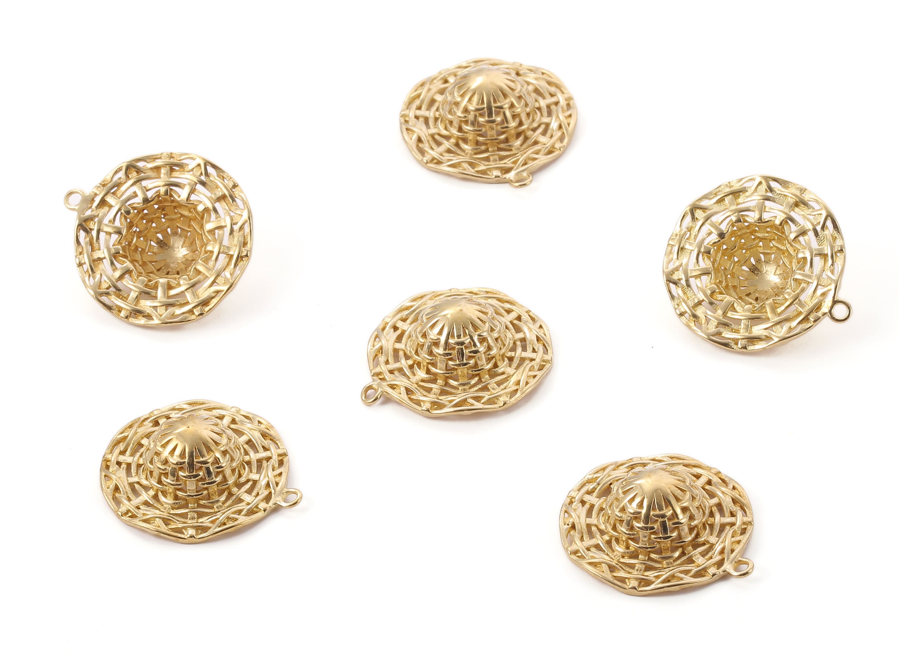 Brass Hat Charms - Raw Brass Hat Earrings and Pendant - Earring Findings - Jewelry Supplies - 28.02x25.14x1.59mm - PP2353 - DOMEDBAZAAR