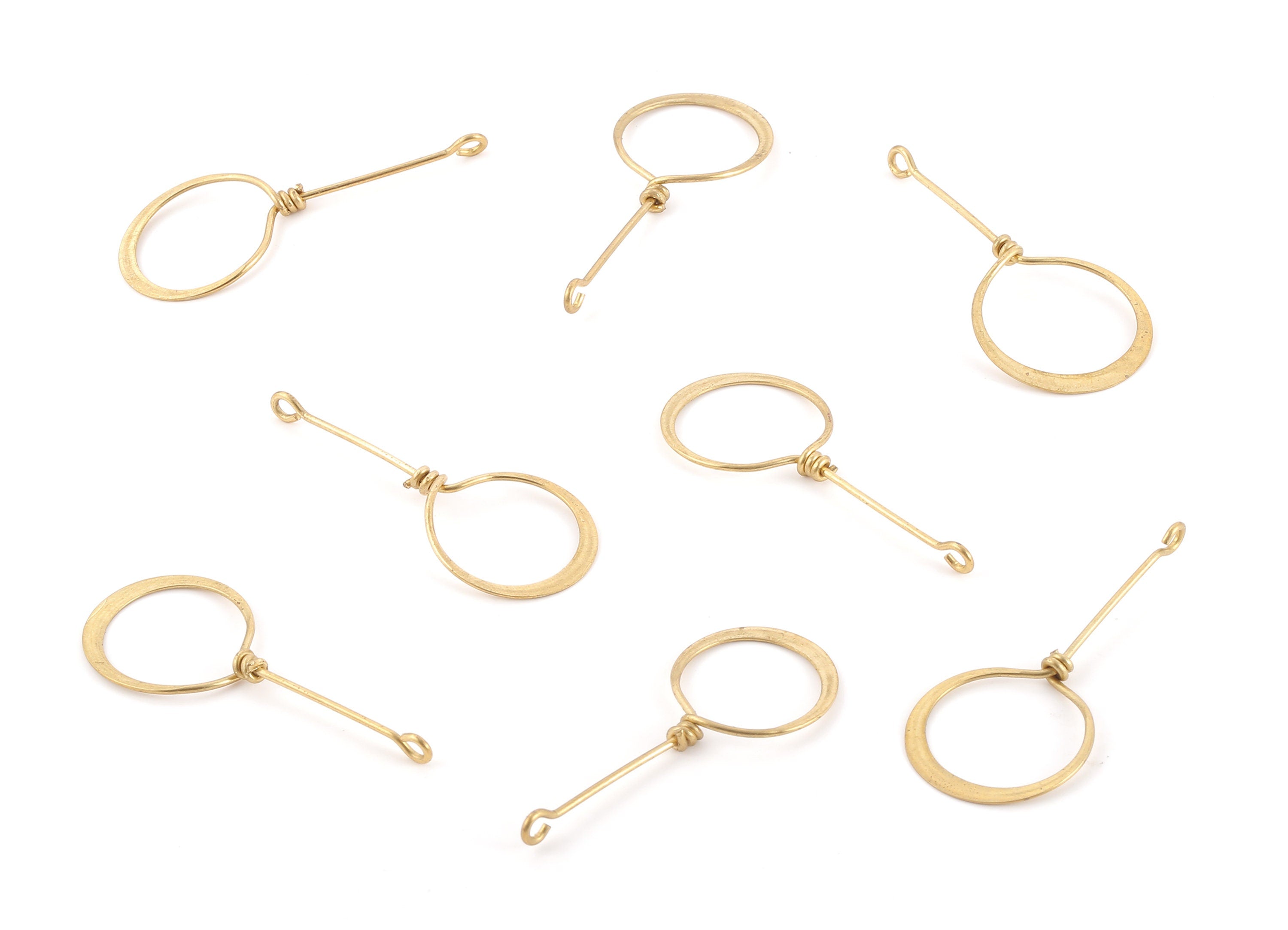 Brass Earring Circle Wire - Raw Brass Earring Circle Wire Pendant - Jewelry Supplies - 46.43x19.35mm - PP2352 - DOMEDBAZAAR