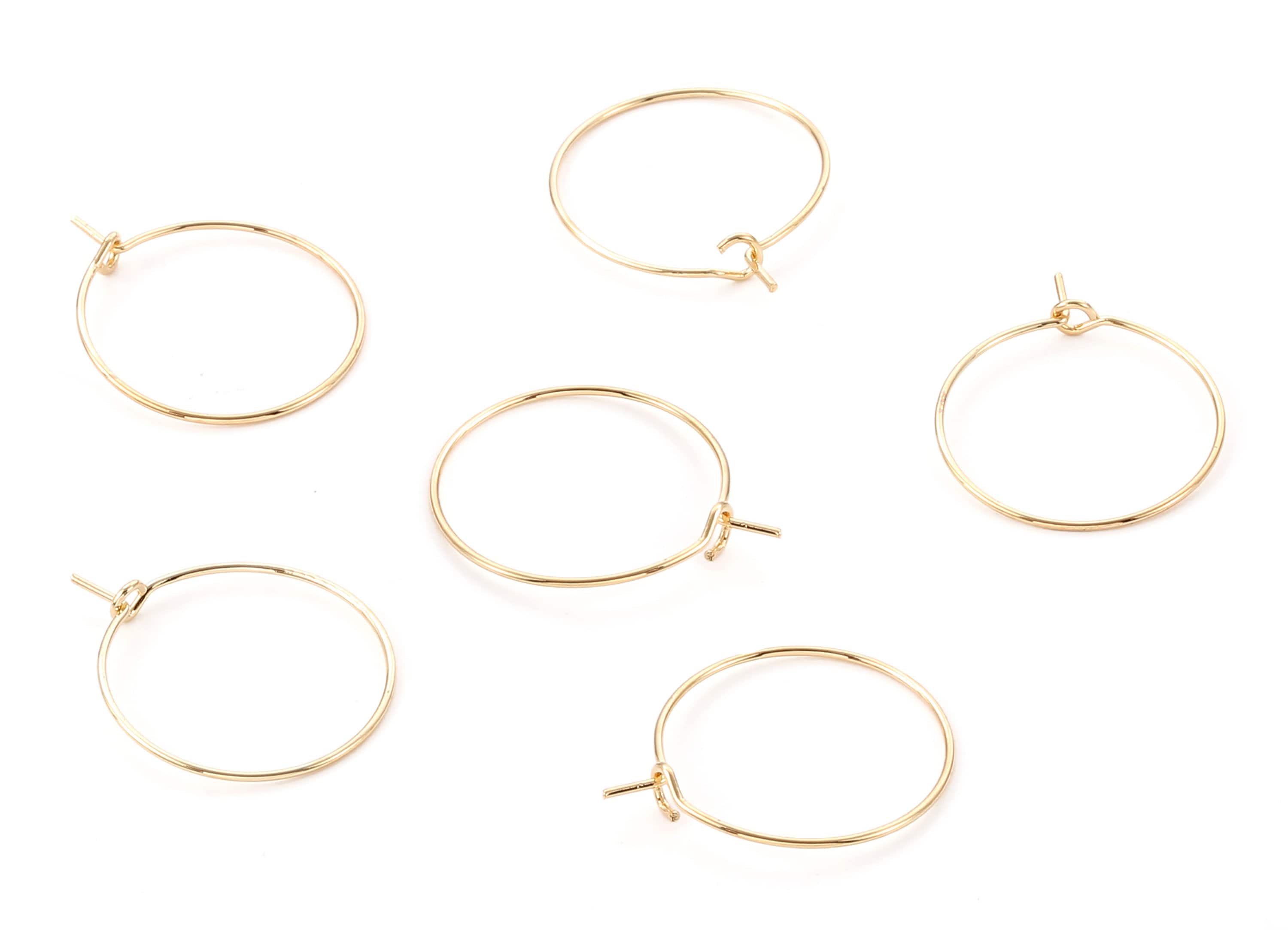 Brass Earring Circle Hoops - Brass Earring Circles Ear Wire - 18K Real Gold Plated Brass - Jewelry Supplies - 24.98x20.27x0.73mm - RGP1204 - DOMEDBAZAAR