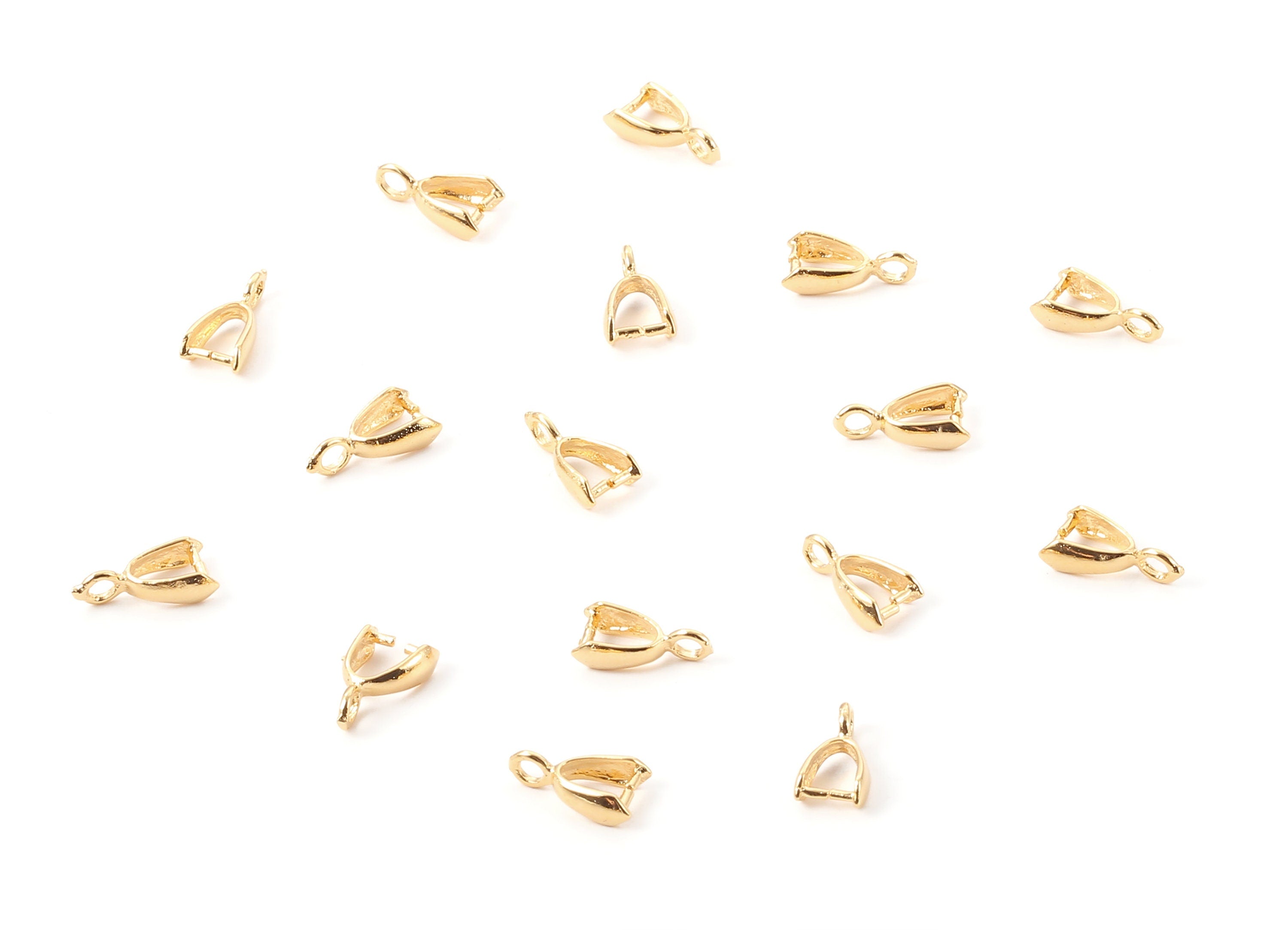 Brass Pinch Bail Holder Earring Charms - Brass Pinch Bail Holder Earring Pendant - 18K Real Gold Plated Brass - 10.98x5.8mm - RGP1168 - DOMEDBAZAAR