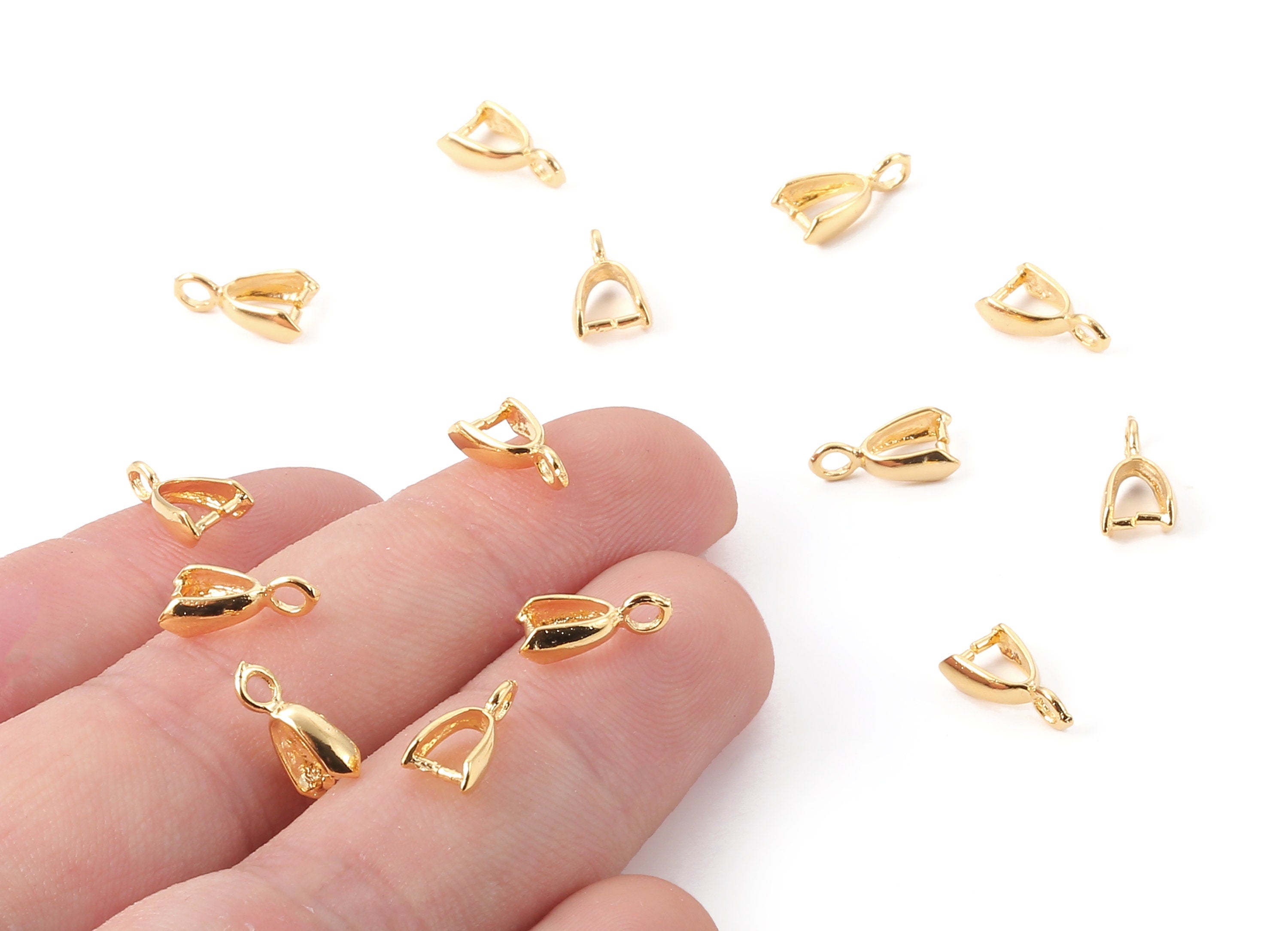Brass Pinch Bail Holder Earring Charms - Brass Pinch Bail Holder Earring Pendant - 18K Real Gold Plated Brass - 10.98x5.8mm - RGP1168 - DOMEDBAZAAR
