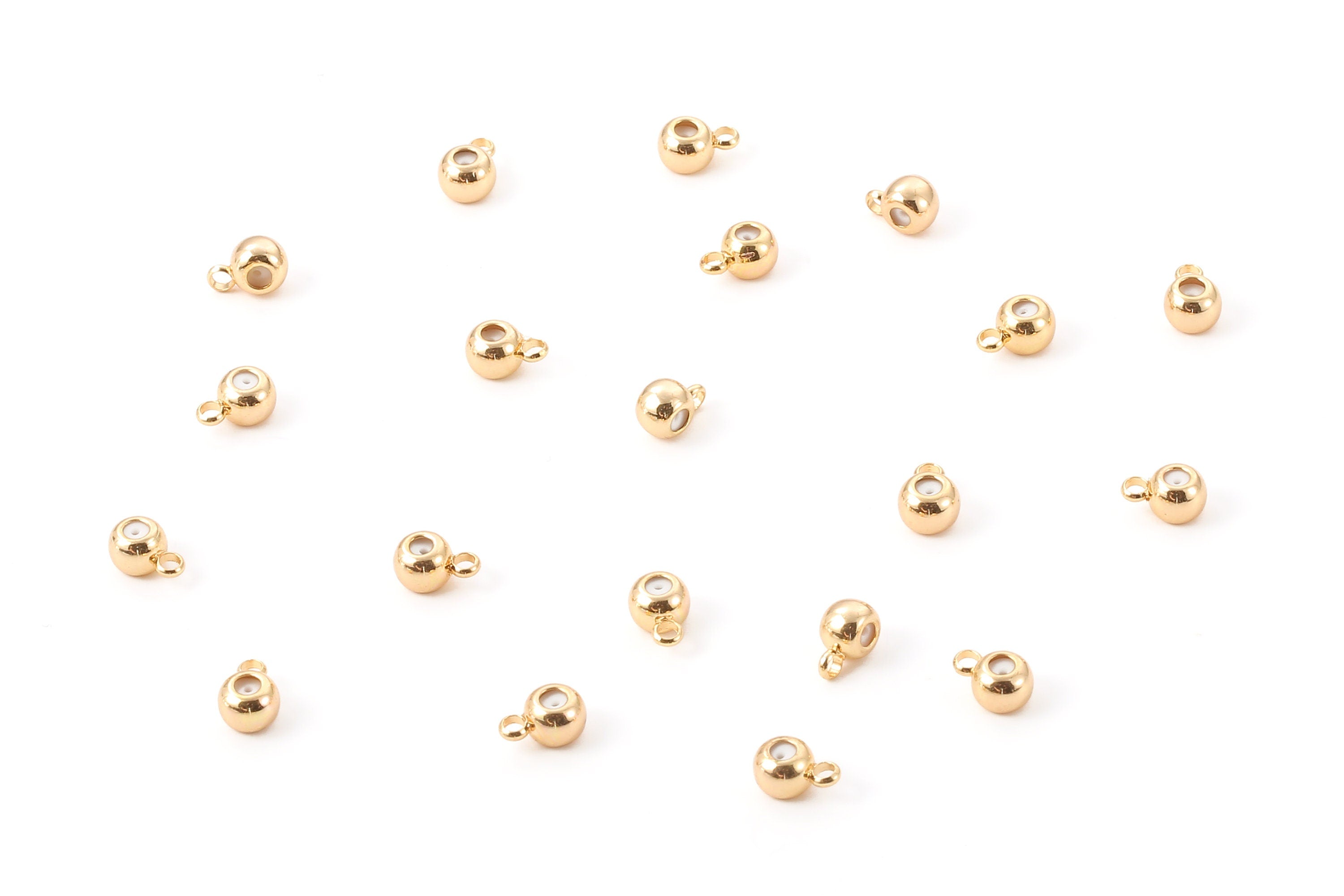 Brass Stopper Beads Earring Charms - Brass Rubber Tube Earring Pendant - 18K Real Gold Plated Brass - 7.26x5.1x3.94mm - RGP1170 - DOMEDBAZAAR