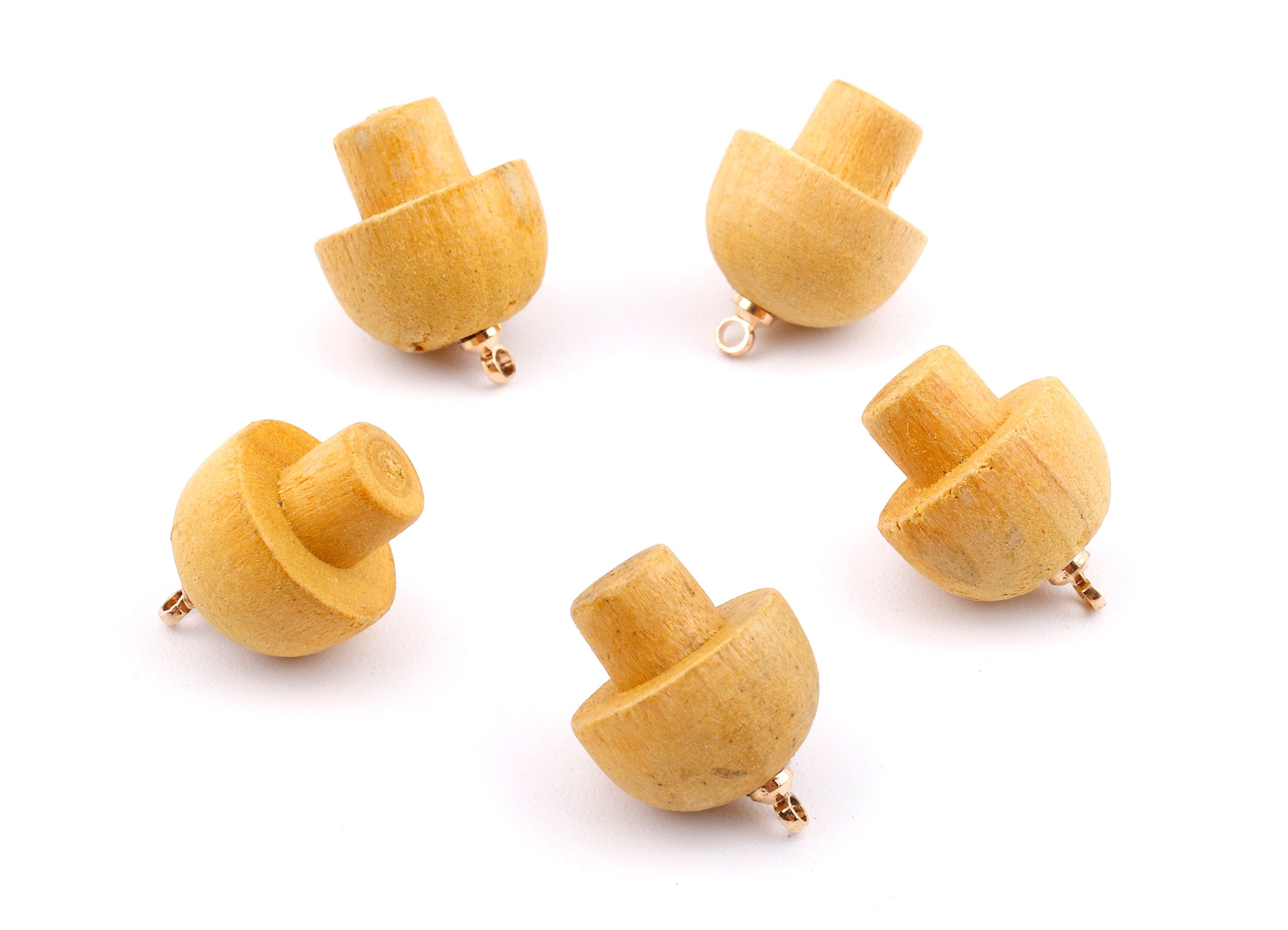 Wooden Mushroom Charms - Wooden Mushroom Pendant - Natural Wood Mushroom Earring Pendant - Wood with Alloy - 16.61x13.69mm - BB1085 - DOMEDBAZAAR