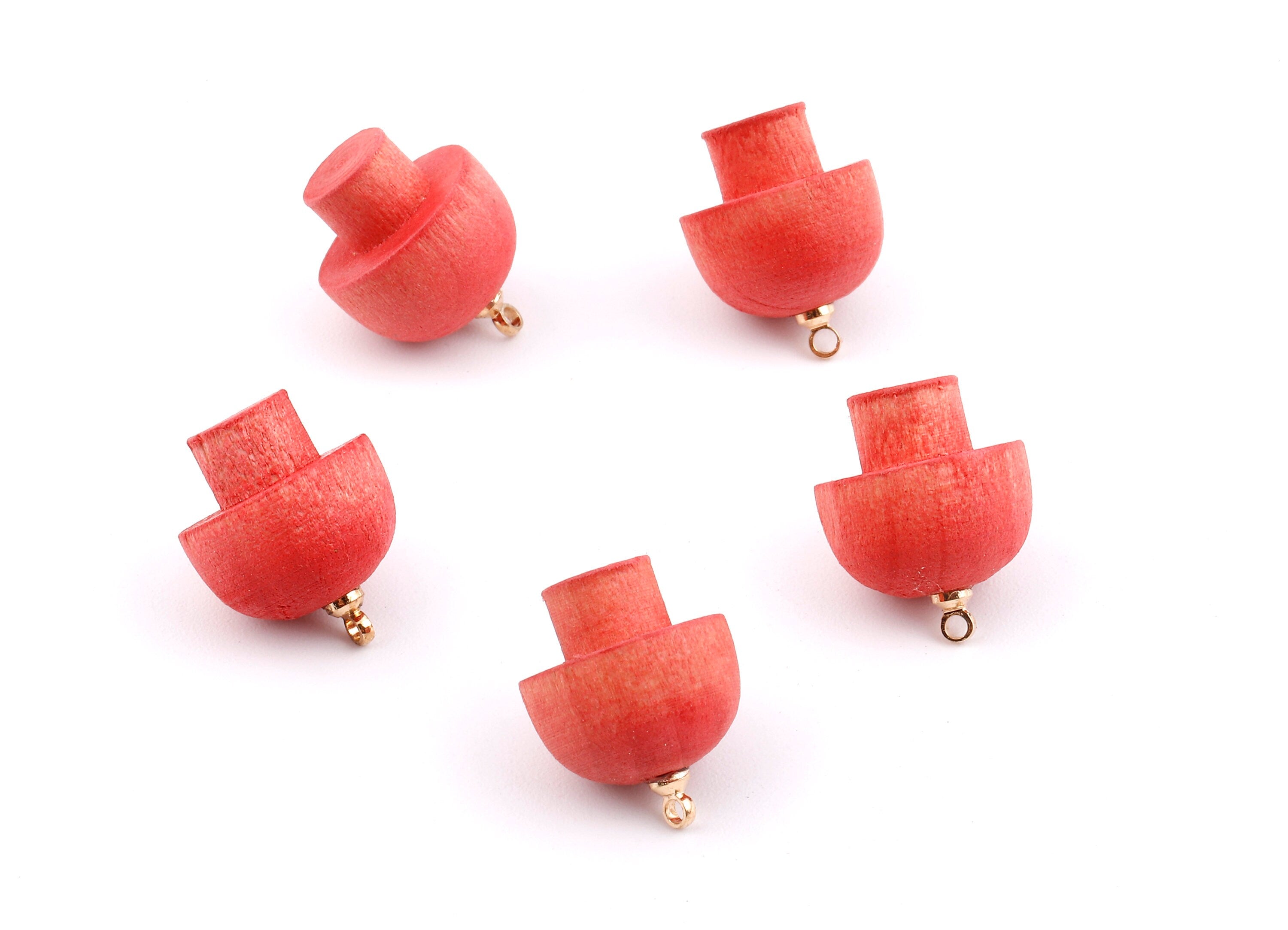 Wooden Mushroom Charms - Wooden Mushroom Pendant - Natural Wood Mushroom Earring Pendant - Wood with Alloy - 16.61x13.69mm - BB1086 - DOMEDBAZAAR