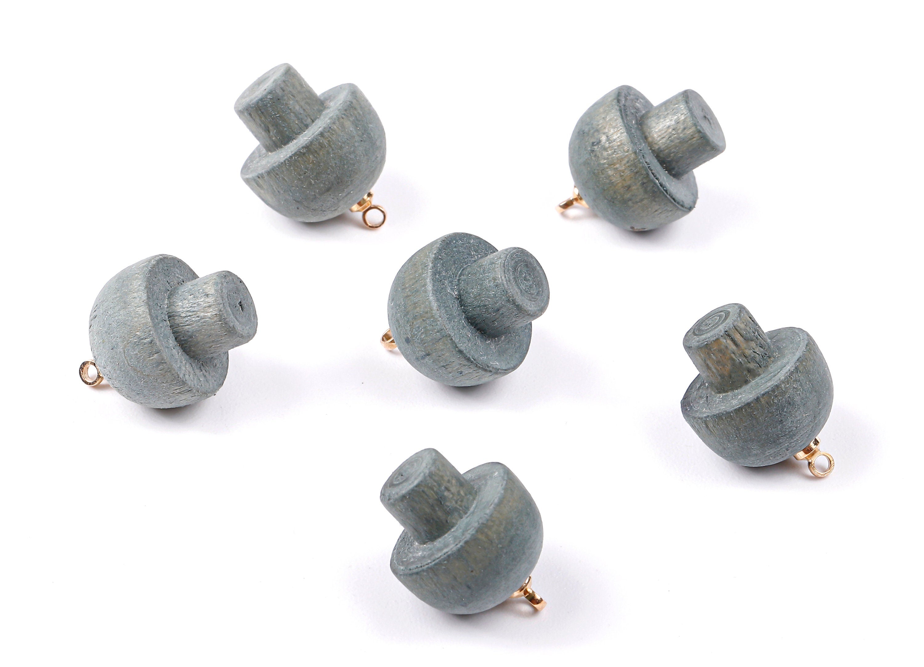 Wooden Mushroom Charms - Wooden Mushroom Pendant - Natural Wood Mushroom Earring Pendant - Wood with Alloy - 16.61x13.69mm - BB1087 - DOMEDBAZAAR