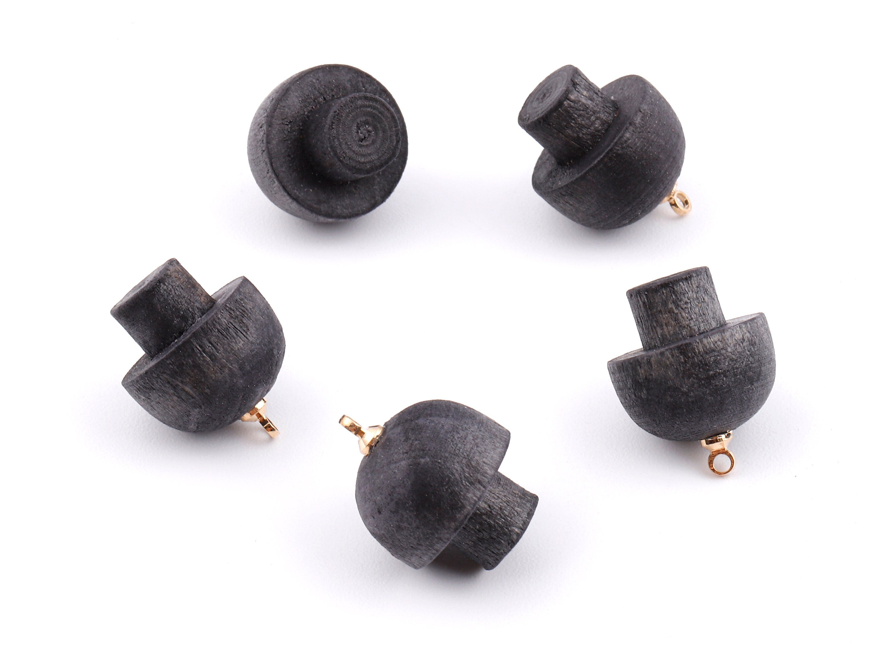 Wooden Mushroom Charms - Wooden Mushroom Pendant - Natural Wood Mushroom Earring Pendant - Wood with Alloy - 16.61x13.69mm - BB1091 - DOMEDBAZAAR