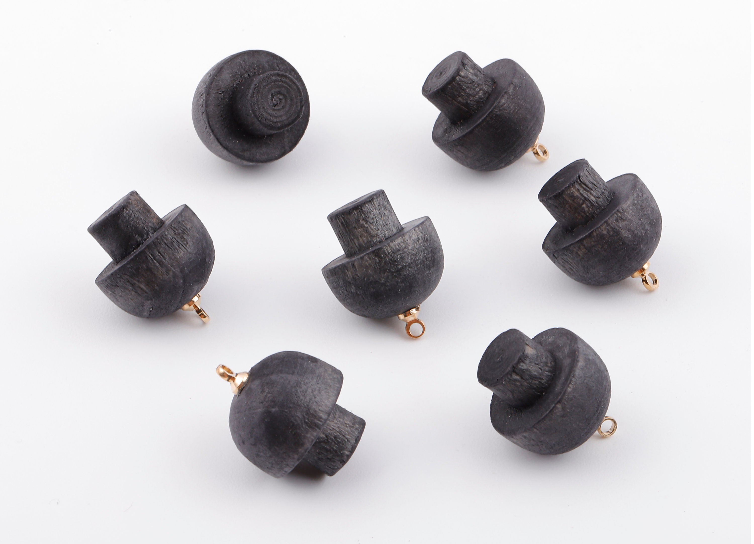Wooden Mushroom Charms - Wooden Mushroom Pendant - Natural Wood Mushroom Earring Pendant - Wood with Alloy - 16.61x13.69mm - BB1091 - DOMEDBAZAAR