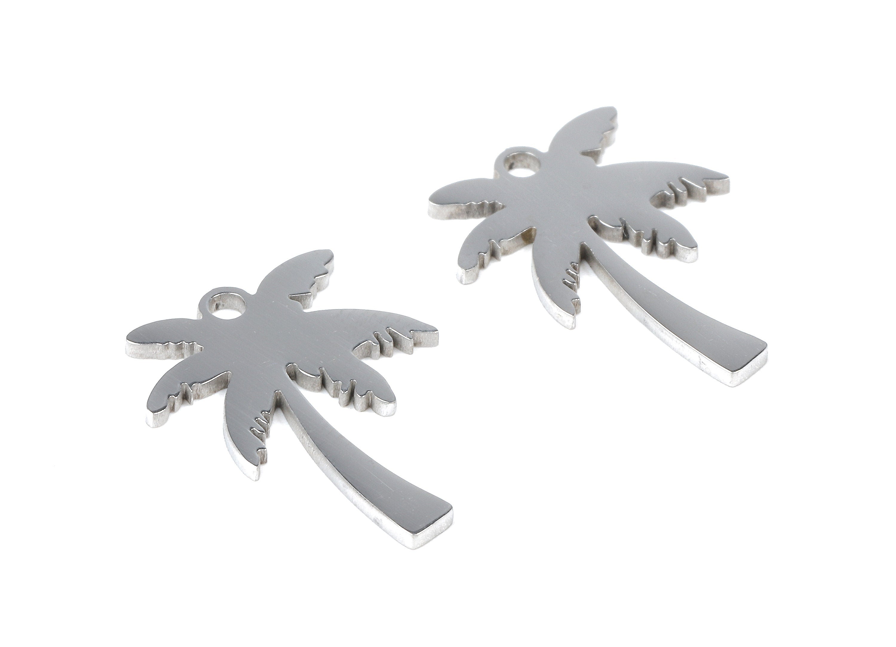 Stainless Steel Coconut Tree Charms - Coconut Tree Earrings and Pendant - Bracelet Pendant - Jewelry Supplies - 18.26x13.66x0.96mm - SS1070 - DOMEDBAZAAR
