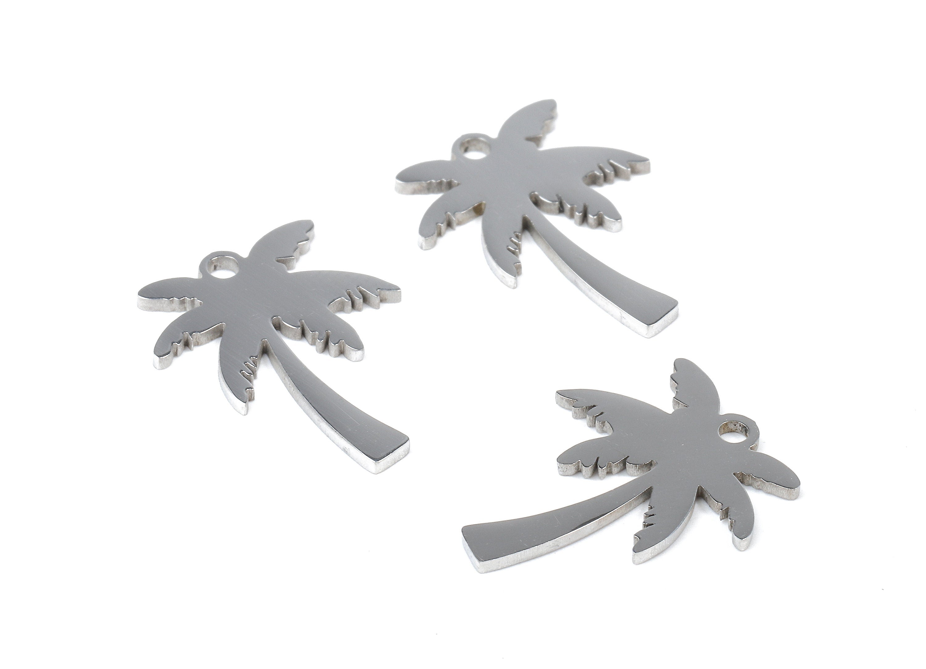 Stainless Steel Coconut Tree Charms - Coconut Tree Earrings and Pendant - Bracelet Pendant - Jewelry Supplies - 18.26x13.66x0.96mm - SS1070 - DOMEDBAZAAR