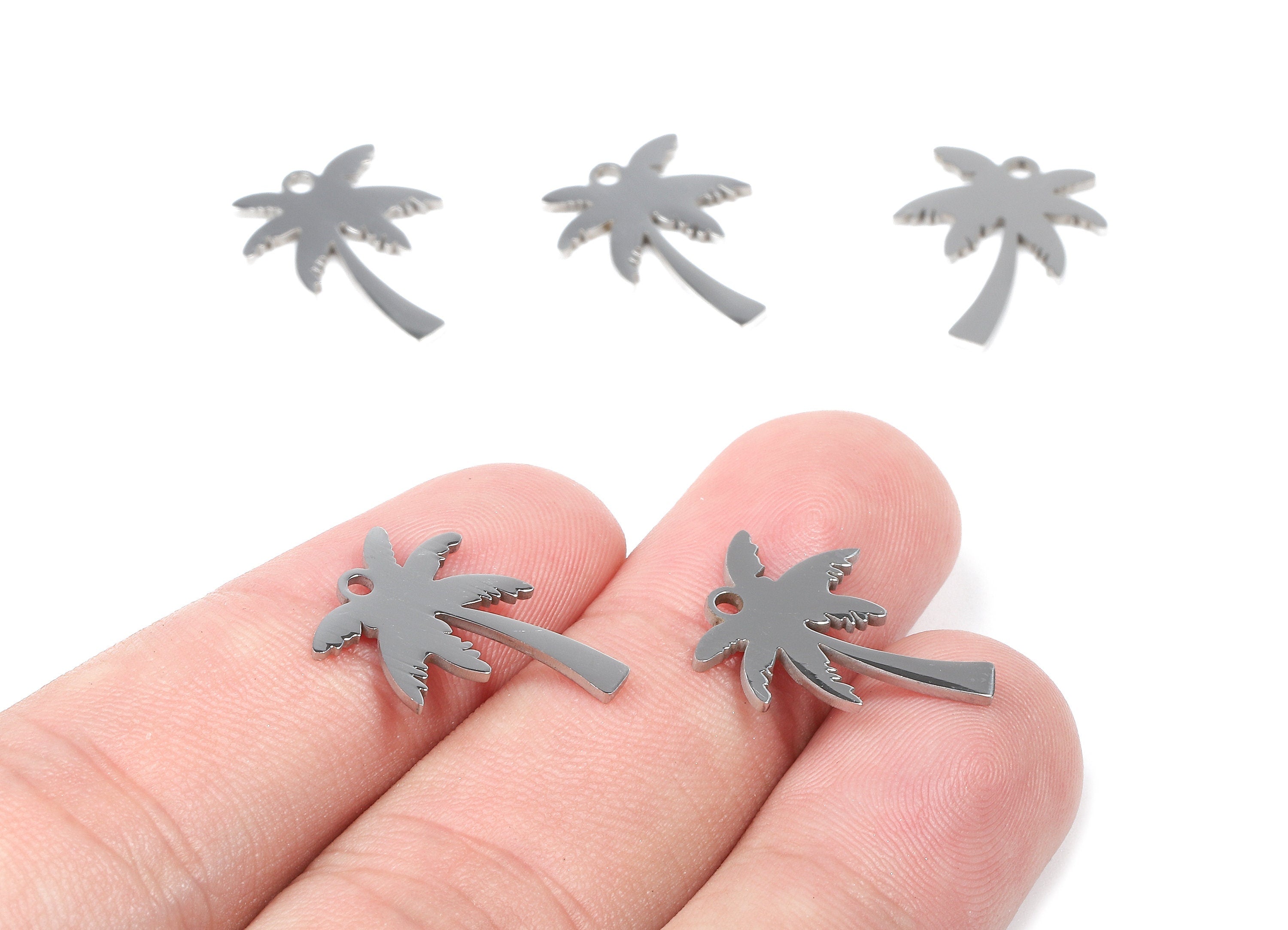 Stainless Steel Coconut Tree Charms - Coconut Tree Earrings and Pendant - Bracelet Pendant - Jewelry Supplies - 18.26x13.66x0.96mm - SS1070 - DOMEDBAZAAR