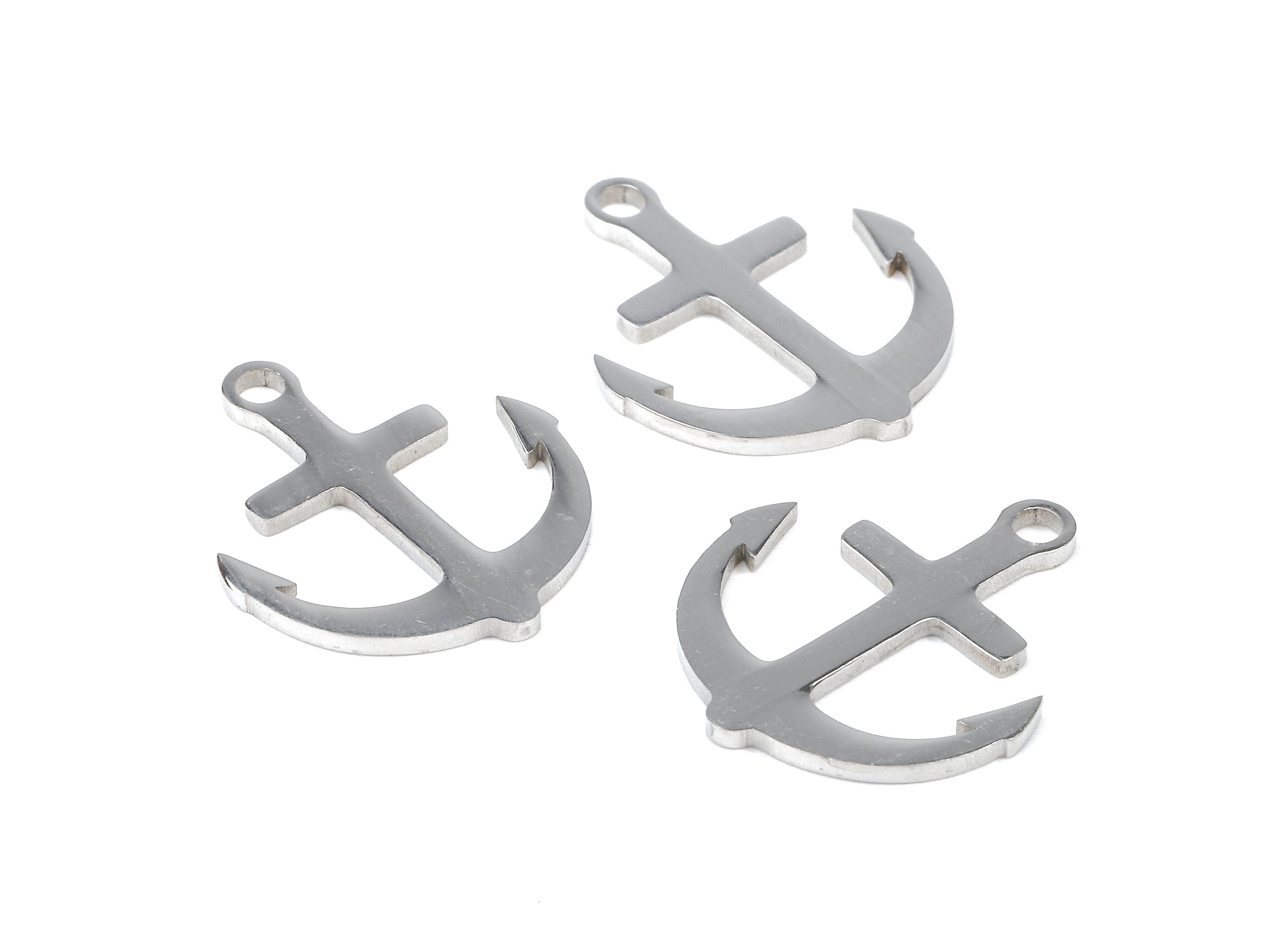 Stainless Steel Anchor Charms - Anchor Earrings and Pendant - Bracelet Pendant - Jewelry Supplies - 17.49x15.01x0.95mm - SS1067 - DOMEDBAZAAR