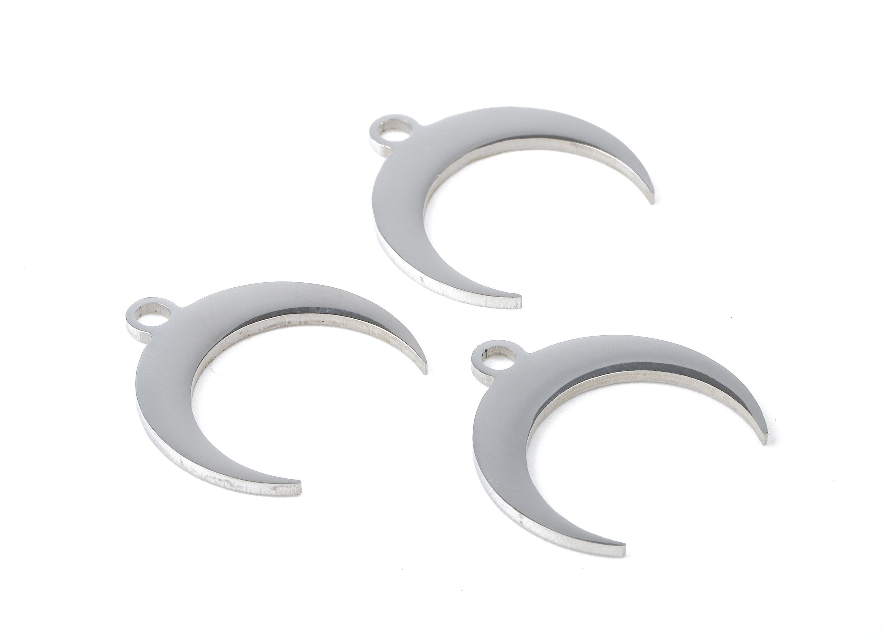 Stainless Steel Crescent Moon Charms - Moon Earrings and Pendant - Bracelet Pendant - Jewellery Supplies - 15.87x5.96x0.94mm - SS1082 - DOMEDBAZAAR