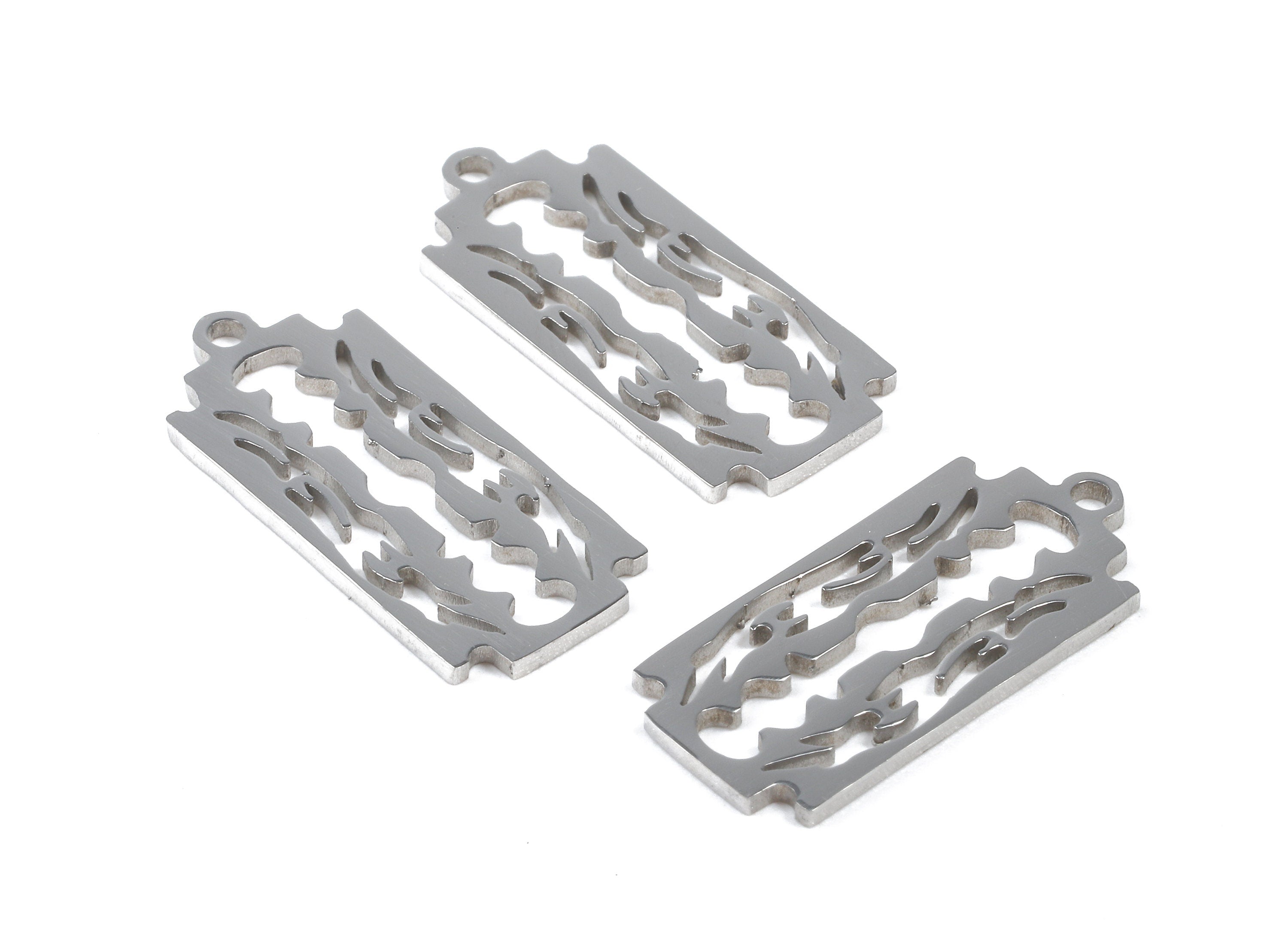 Stainless Steel Razor Blade Charms - Razor Blade Earrings and Pendant - Bracelet Pendant - Jewelry Supplies - 21.84x9.86x0.95mm - SS1055 - DOMEDBAZAAR