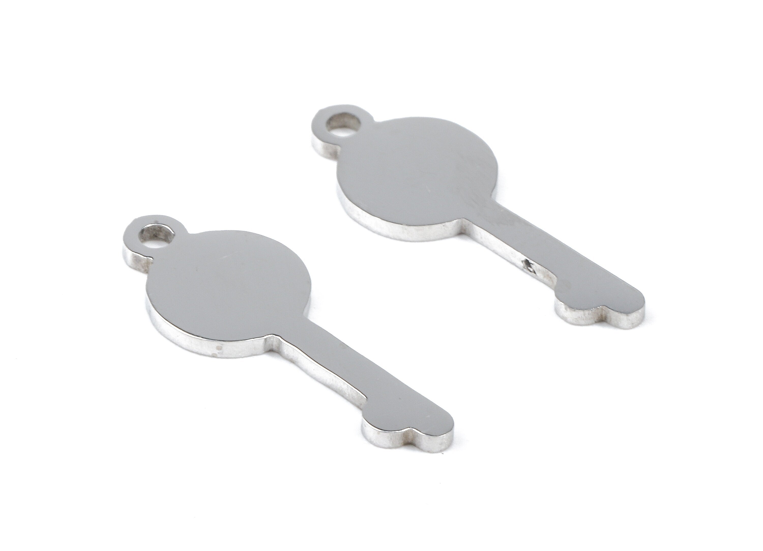 Stainless Steel Key Charms - Key Earrings and Pendant - Bracelet Pendant - Jewelry Supplies - 21.84x9.86x0.95mm - SS1072 - DOMEDBAZAAR