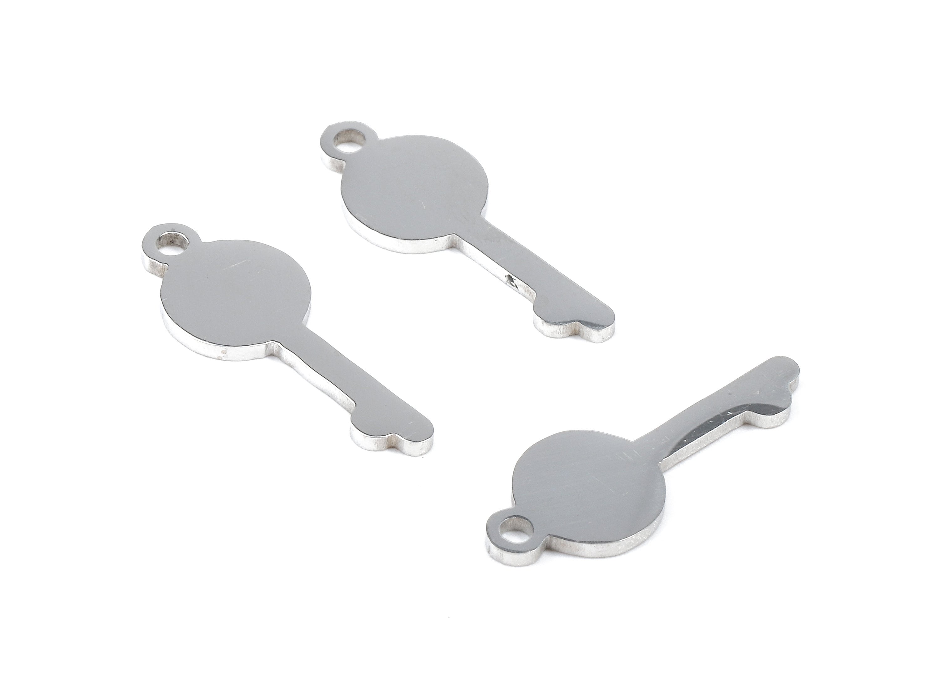 Stainless Steel Key Charms - Key Earrings and Pendant - Bracelet Pendant - Jewelry Supplies - 21.84x9.86x0.95mm - SS1072 - DOMEDBAZAAR