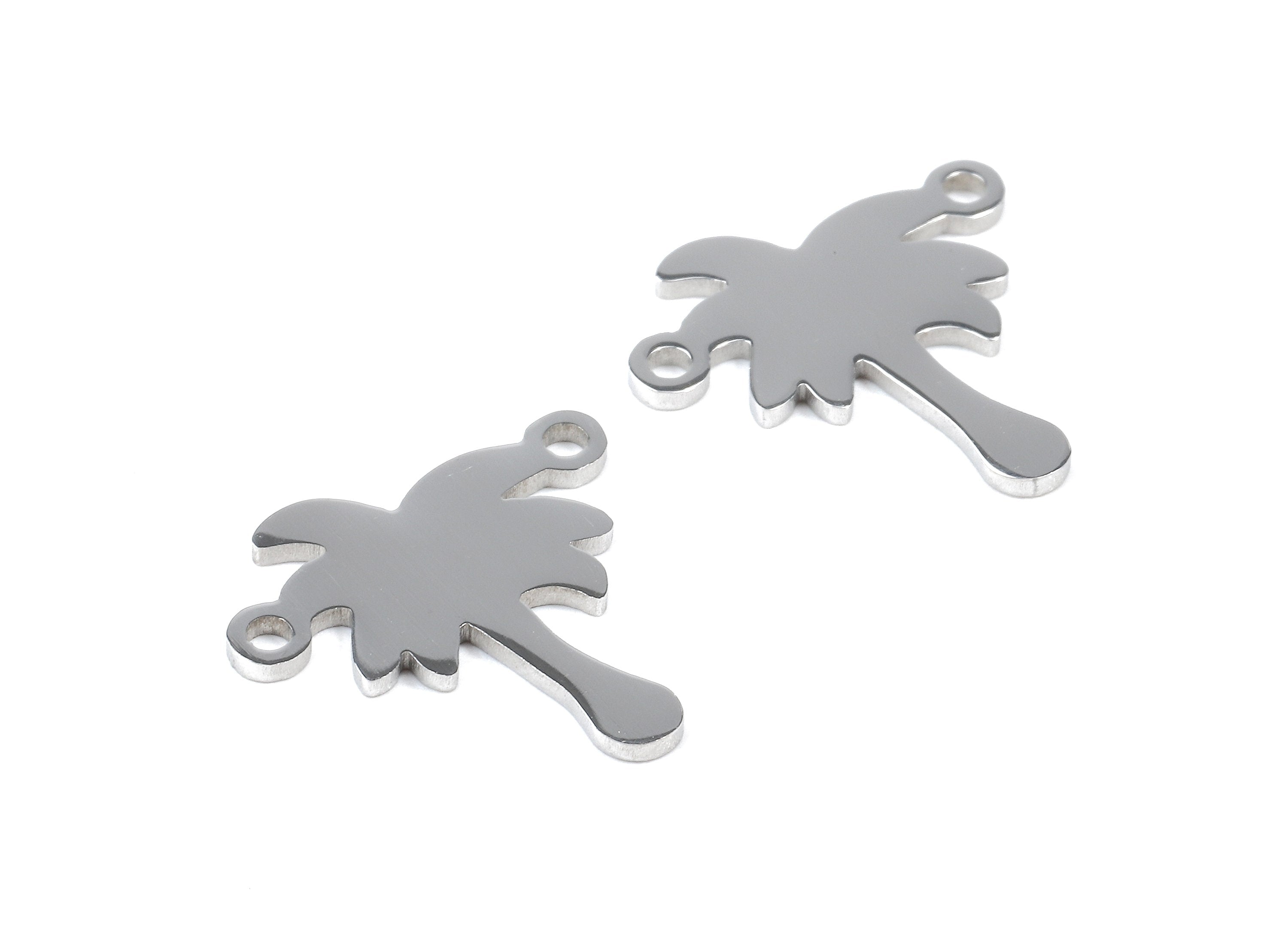 Stainless Steel Palm Tree Connector - Palm Tree Earrings Charms and Pendant - Bracelet Pendant - 16.12x15.75x0.99mm - SS1094 - DOMEDBAZAAR