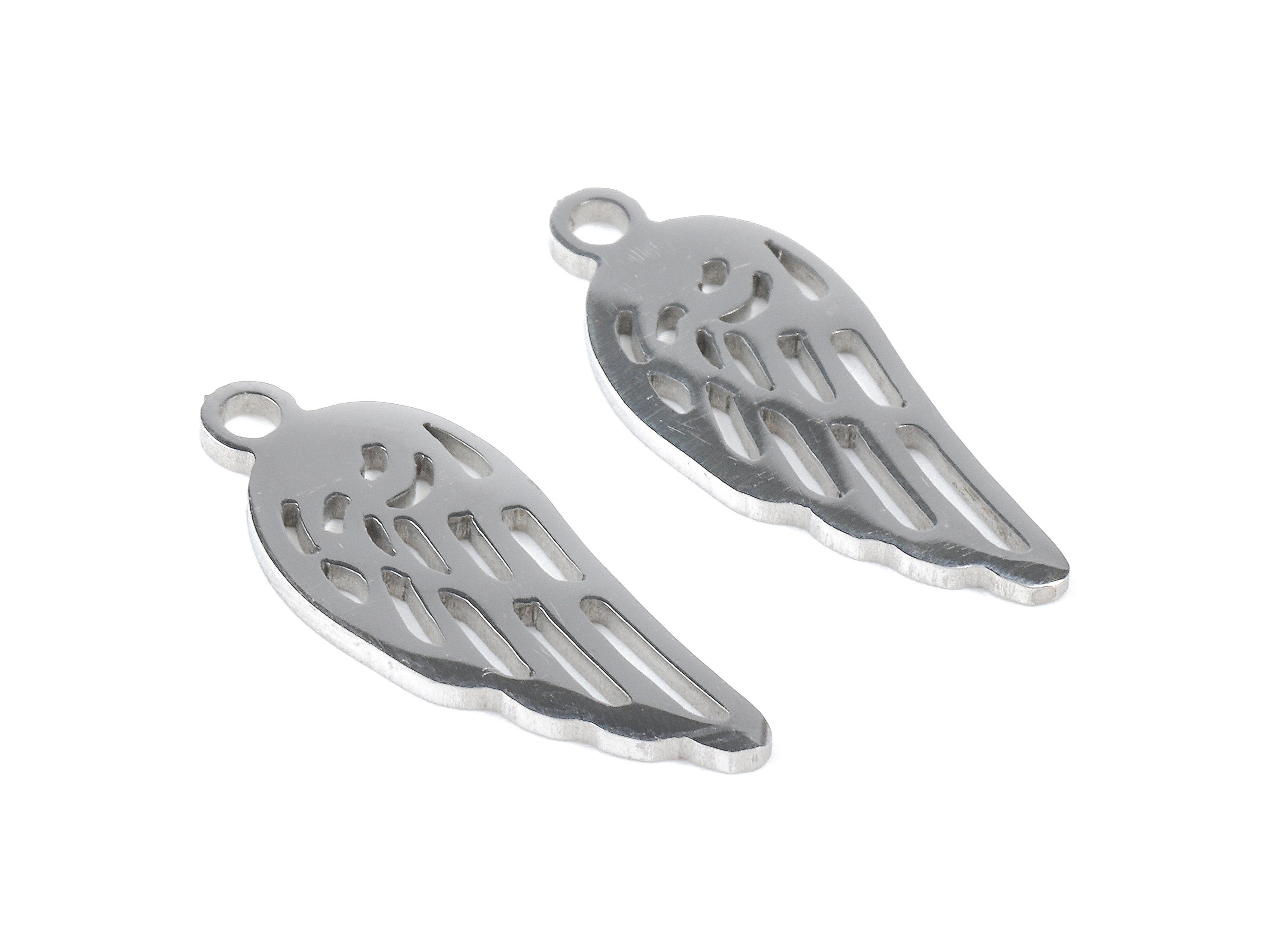 Stainless Steel Wing Charms - Wing Earrings and Pendant - Bracelet Pendant - Jewelry Supplies - 18x7.2x0.94mm - SS1065 - DOMEDBAZAAR