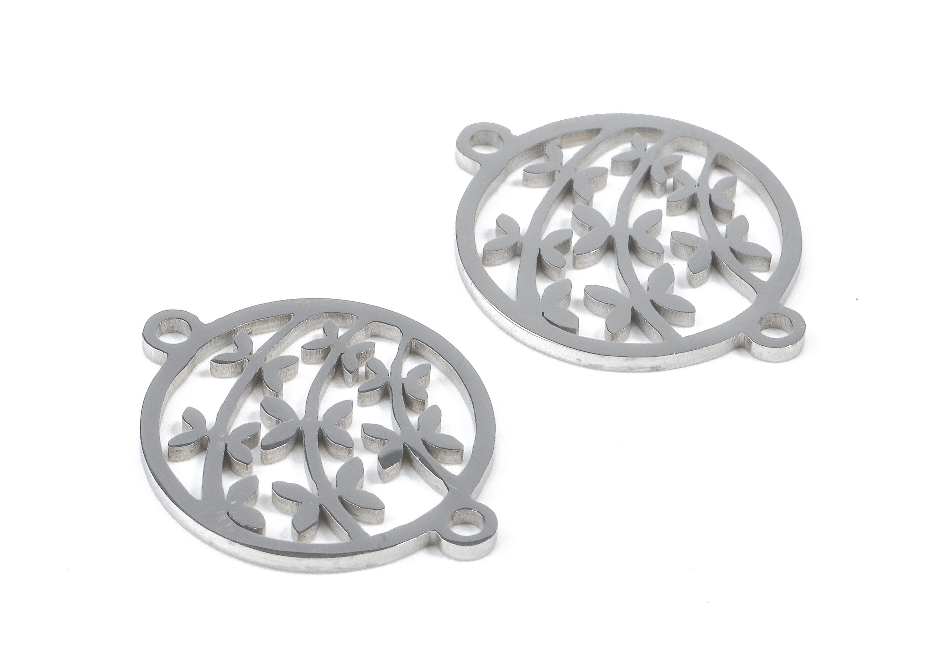 Stainless Steel Flower Connector - Flower Earrings Charms and Pendant - Bracelet Pendant - 19.6x15.38x0.94mm - SS1098 - DOMEDBAZAAR