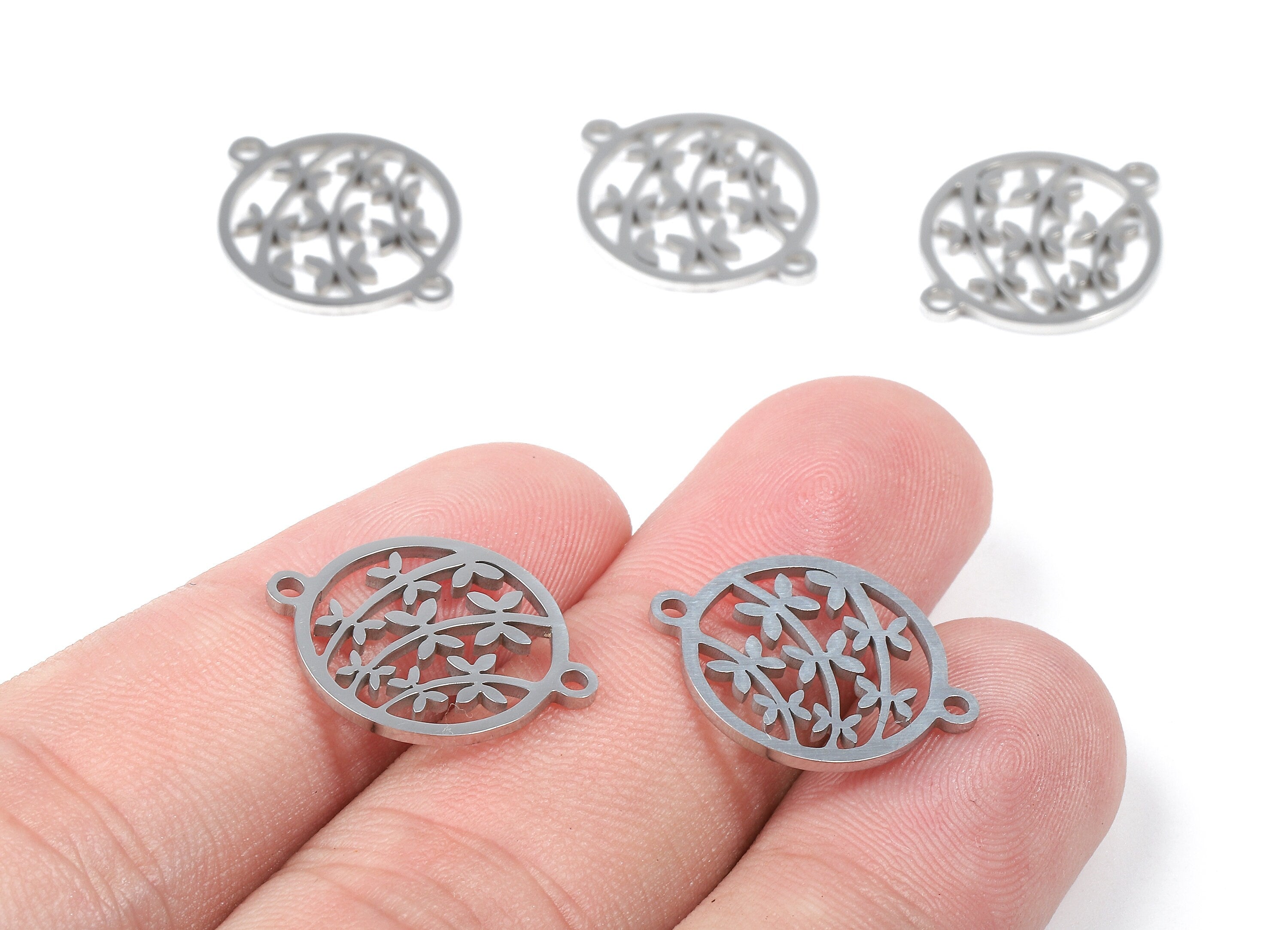 Stainless Steel Flower Connector - Flower Earrings Charms and Pendant - Bracelet Pendant - 19.6x15.38x0.94mm - SS1098 - DOMEDBAZAAR