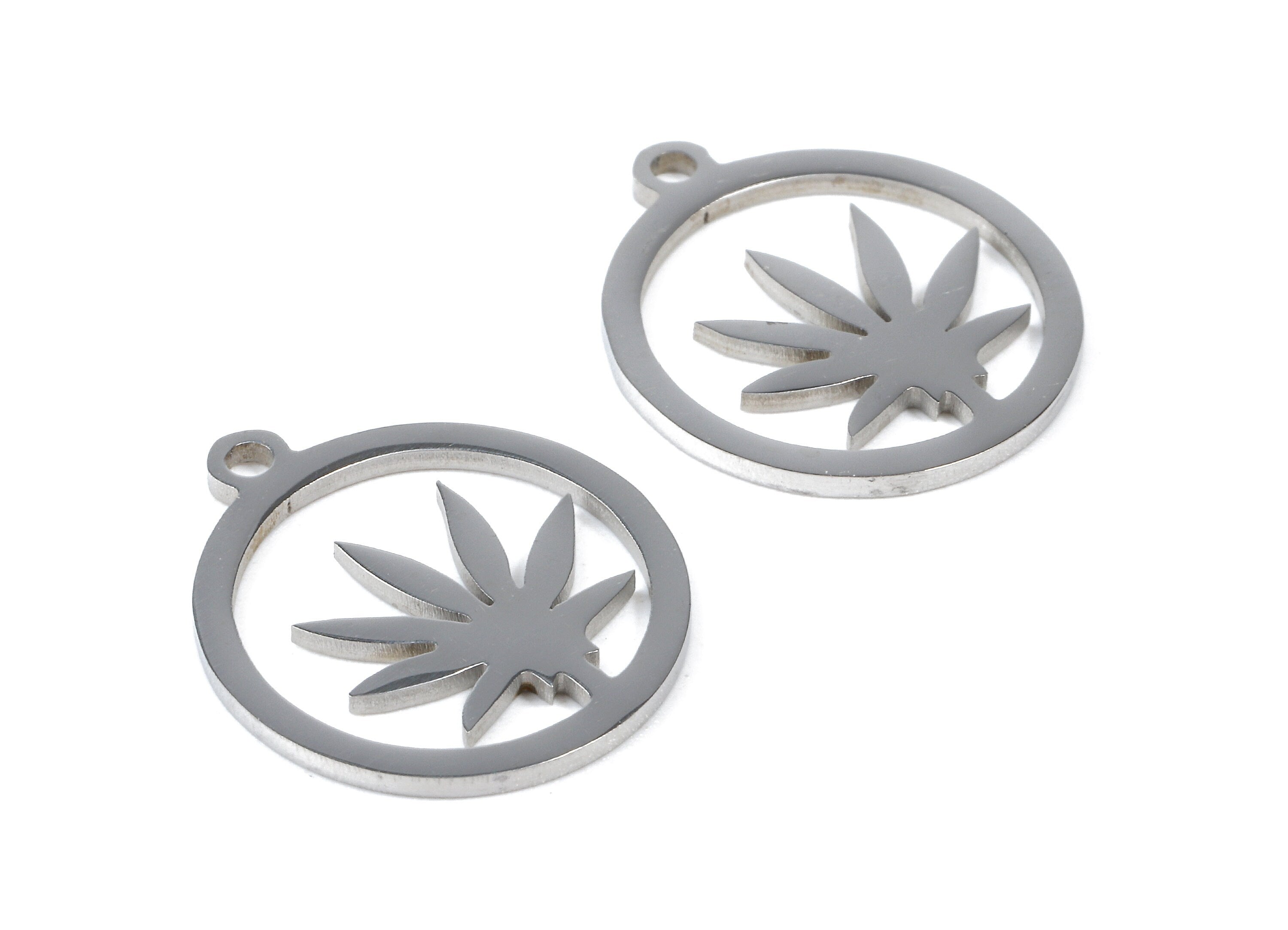 Stainless Steel Flower Charms - Flower in Circle - Circle Earrings and Pendant - Bracelet Pendant - 17.38x15.4x0.96mm - SS1016 - DOMEDBAZAAR