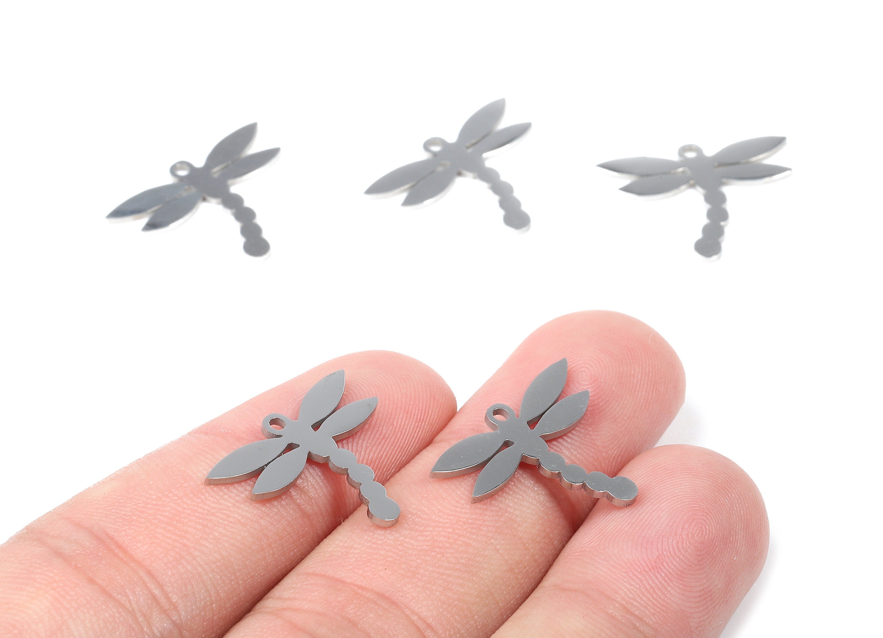 Stainless Steel Dragonfly Charms - Dragonfly Earrings and Pendant - Bracelet Pendant - Jewelry Supplies - 20.31x15.86x0.95mm - SS1061 - DOMEDBAZAAR