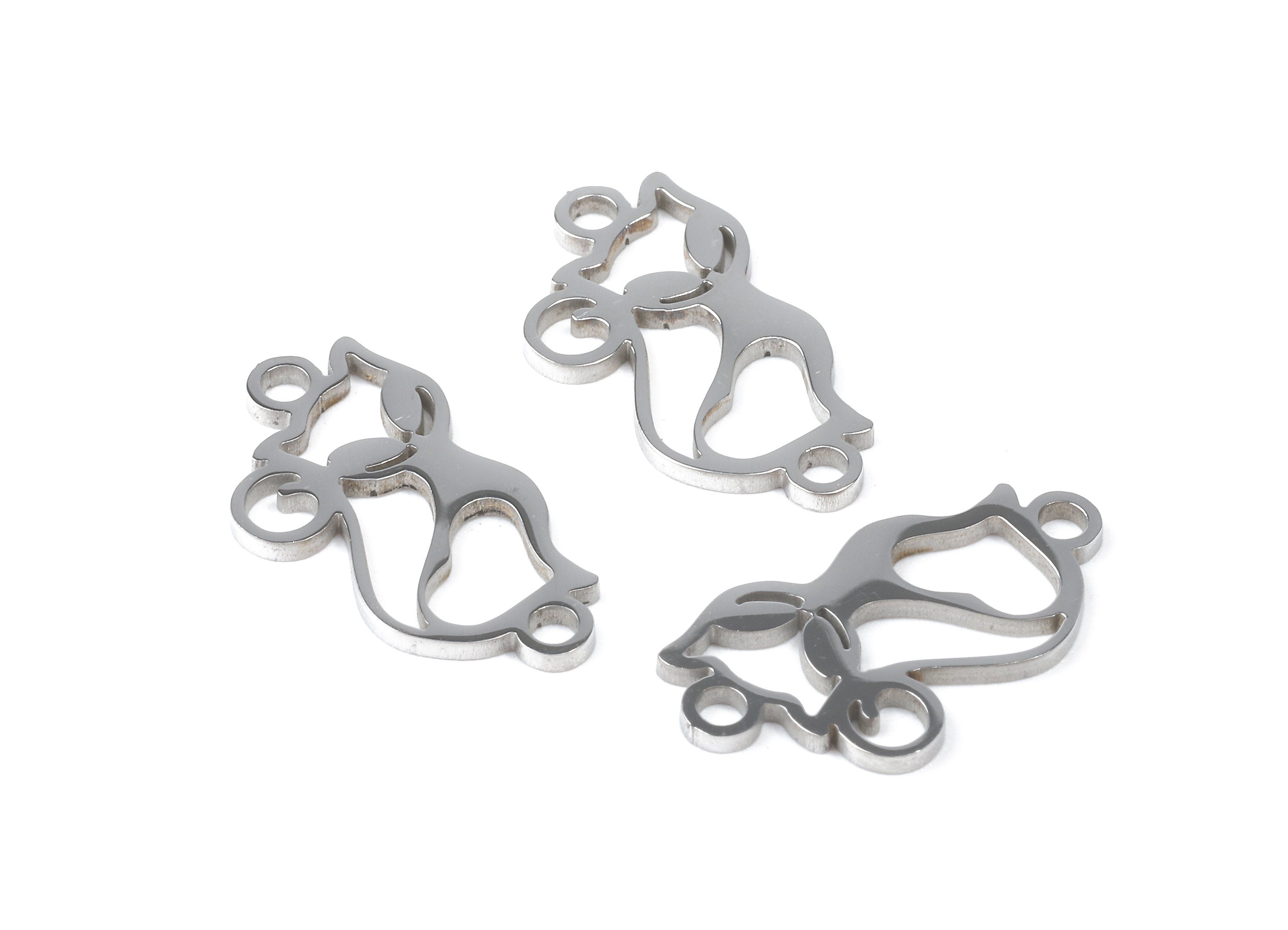 Stainless Steel Cat Connector - Cat Earrings Charms and Pendant - Bracelet Pendant - 18.14x9.2x0.95mm - SS1143 - DOMEDBAZAAR