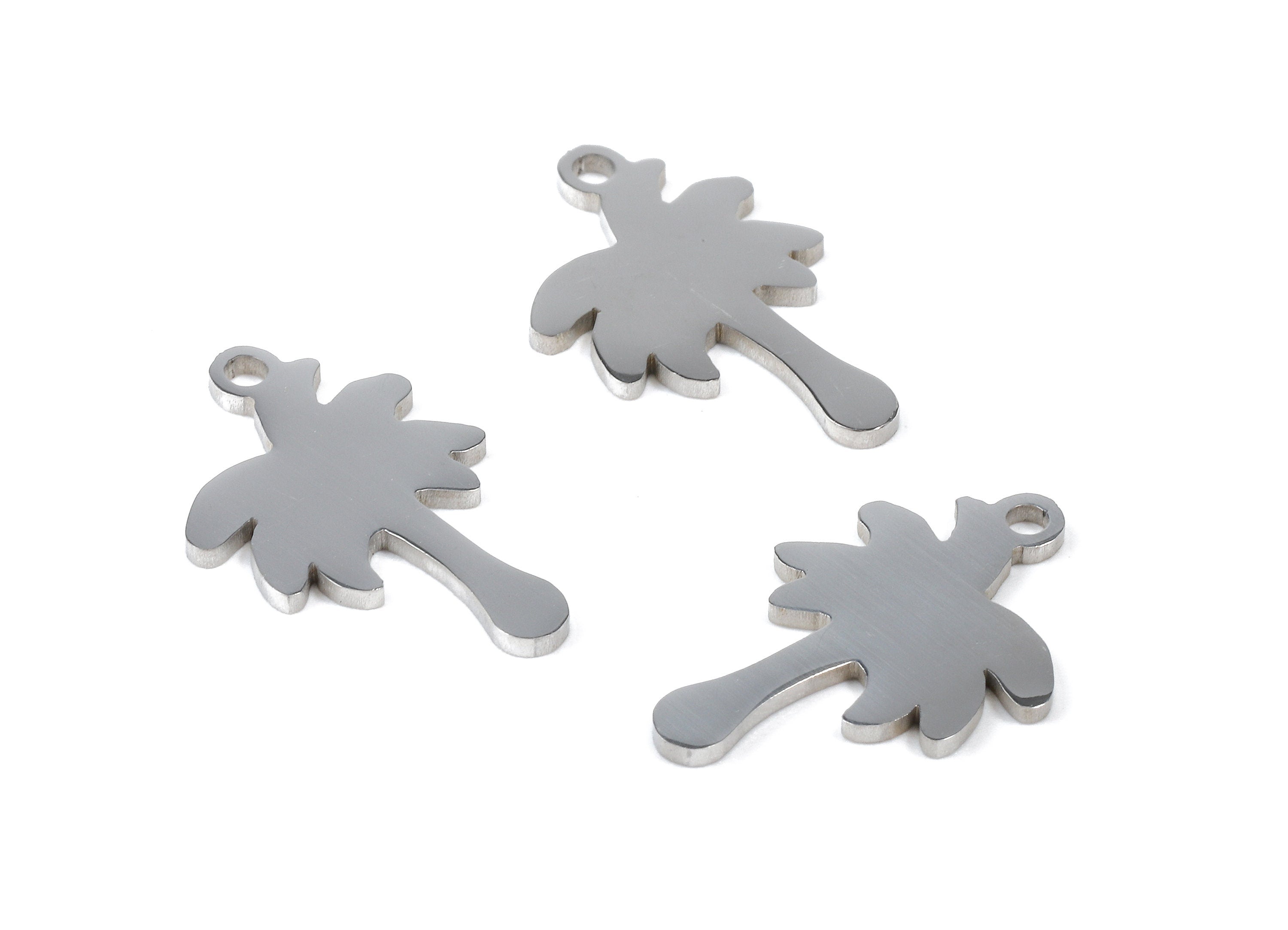 Stainless Steel Coconut Tree Charms - Coconut Tree Earrings and Pendant - Bracelet Pendant - Jewelry Supplies - 17.88x11.4x0.94mm - SS1069 - DOMEDBAZAAR