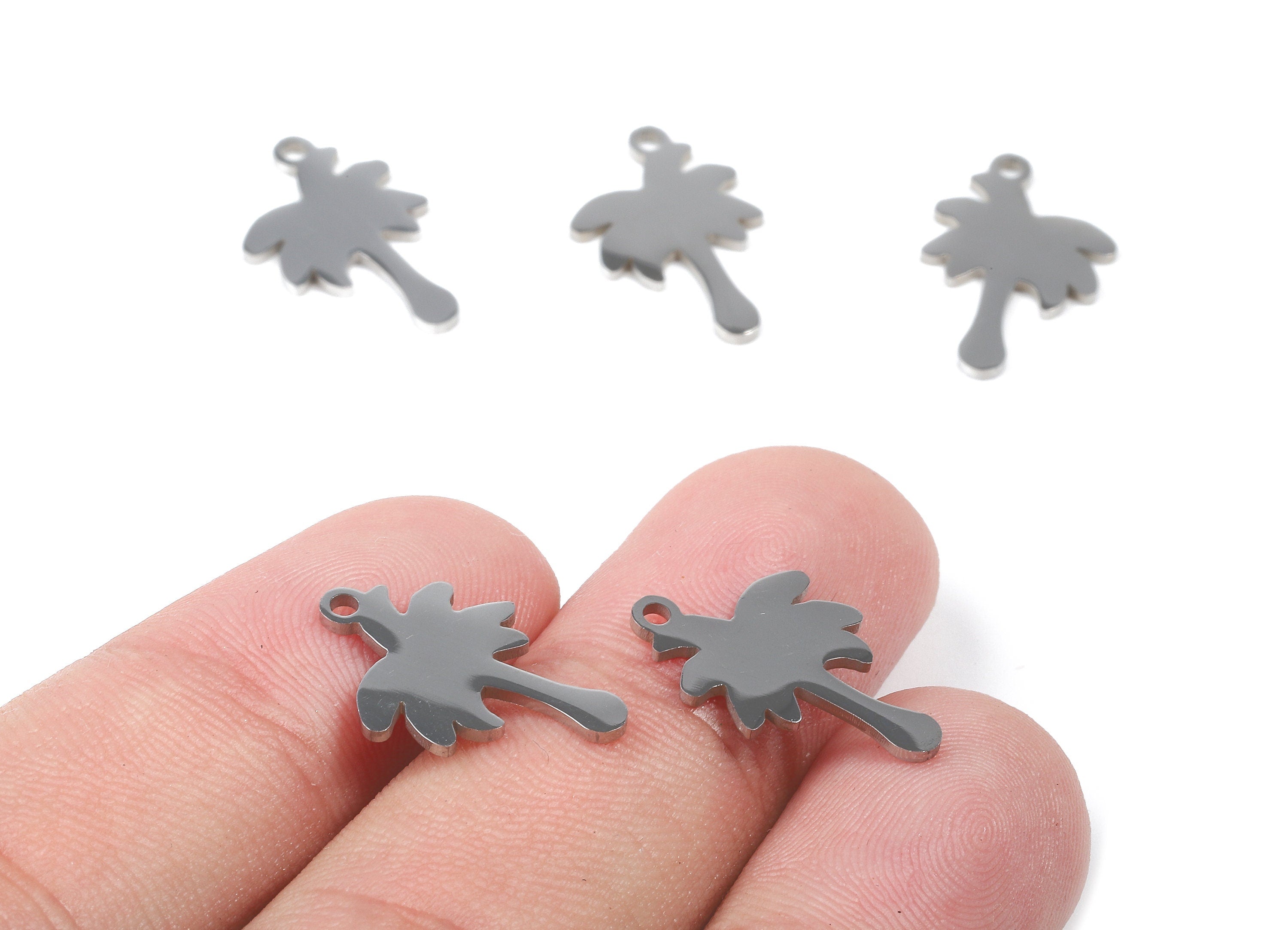 Stainless Steel Coconut Tree Charms - Coconut Tree Earrings and Pendant - Bracelet Pendant - Jewelry Supplies - 17.88x11.4x0.94mm - SS1069 - DOMEDBAZAAR