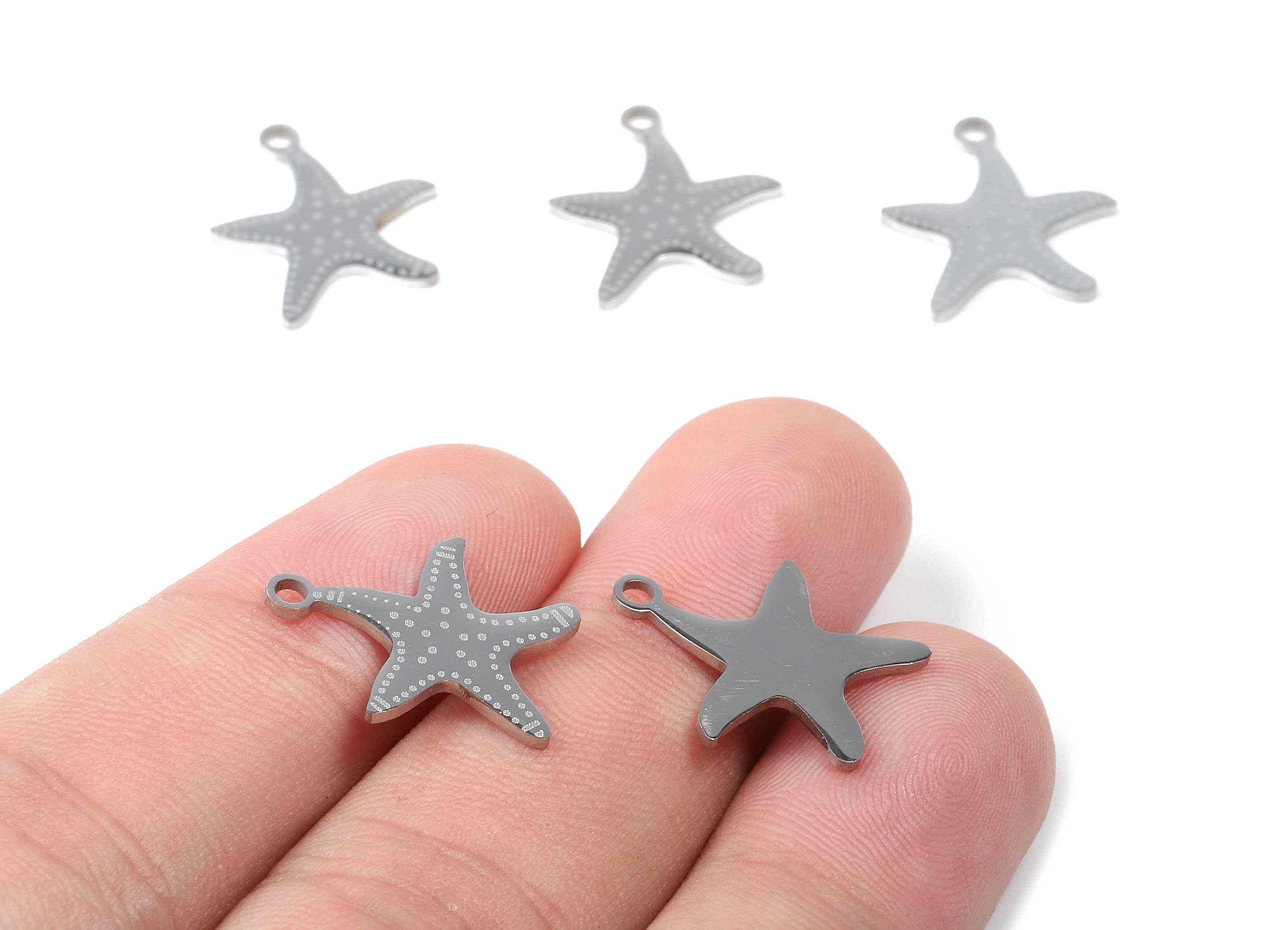 Stainless Steel Starfish Charms - Starfish Earrings and Pendant - Bracelet Pendant - Jewelry Supplies - 18.01x15.01x0.95mm - SS1025 - DOMEDBAZAAR