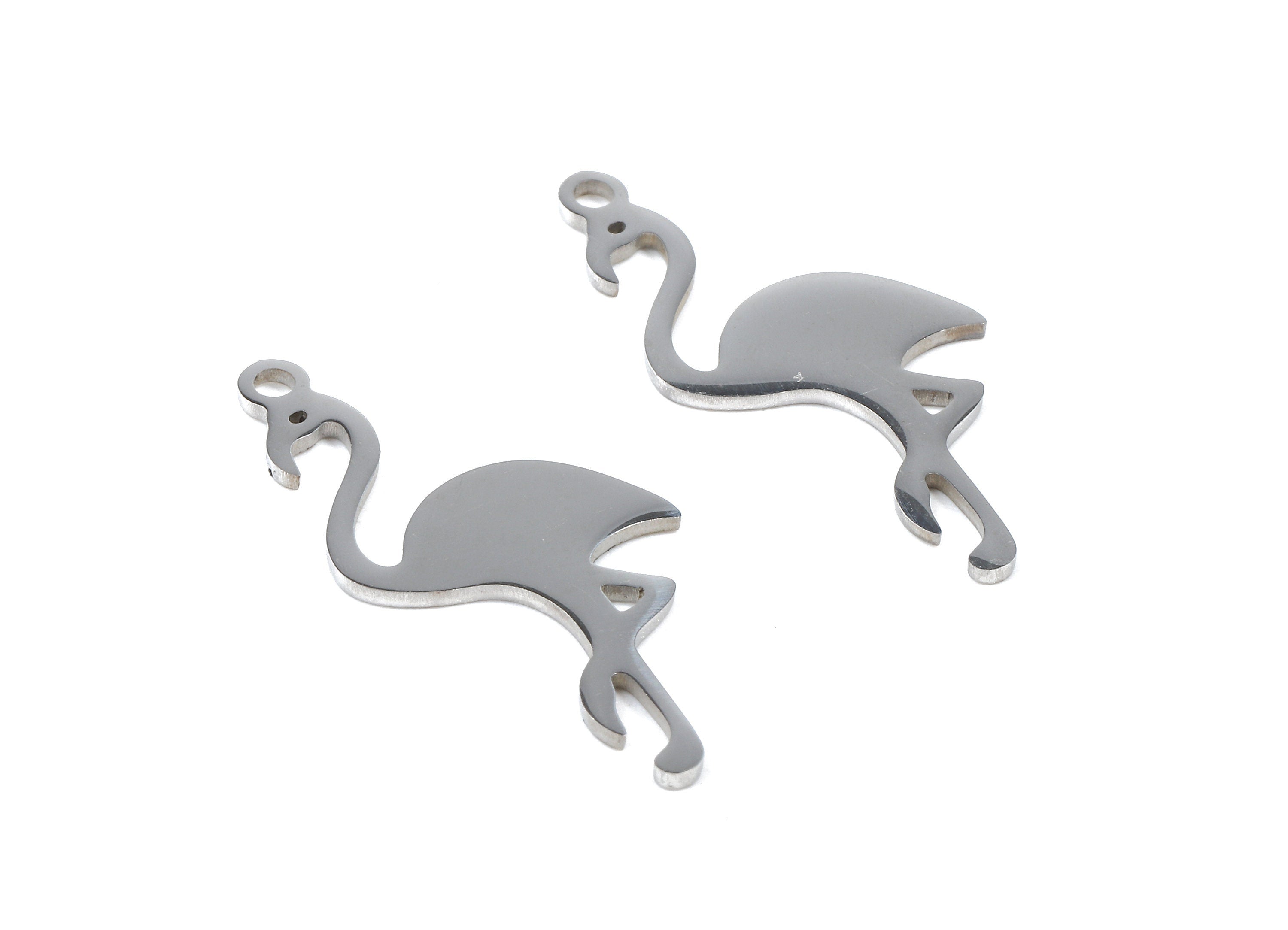 Stainless Steel Flamingo Charms - Flamingo Earrings and Pendant - Bracelet Pendant - Jewelry Supplies - 26.5x12.94x0.94mm - SS1046 - DOMEDBAZAAR