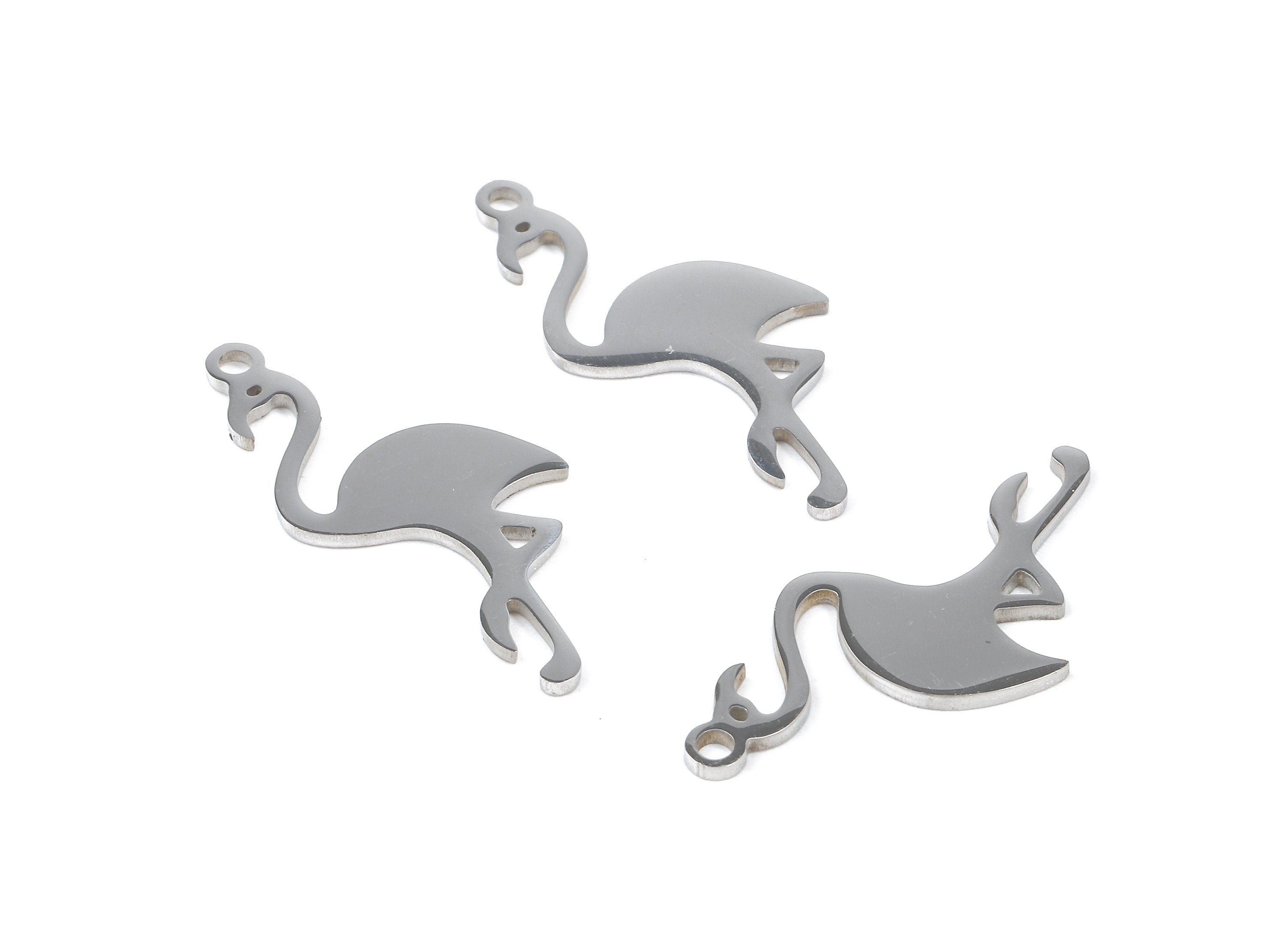 Stainless Steel Flamingo Charms - Flamingo Earrings and Pendant - Bracelet Pendant - Jewelry Supplies - 26.5x12.94x0.94mm - SS1046 - DOMEDBAZAAR
